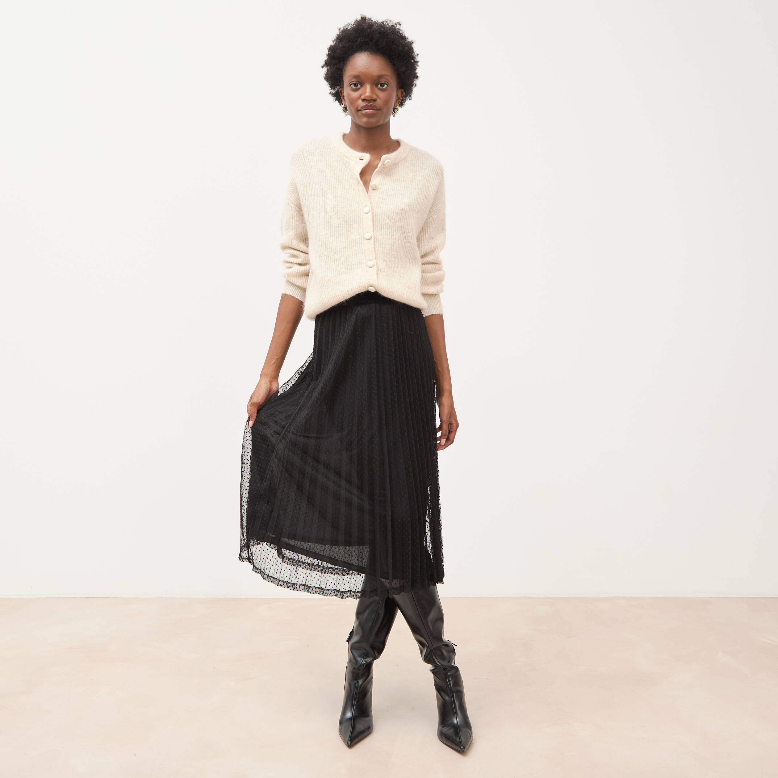 Jupe avec doublure noir femme