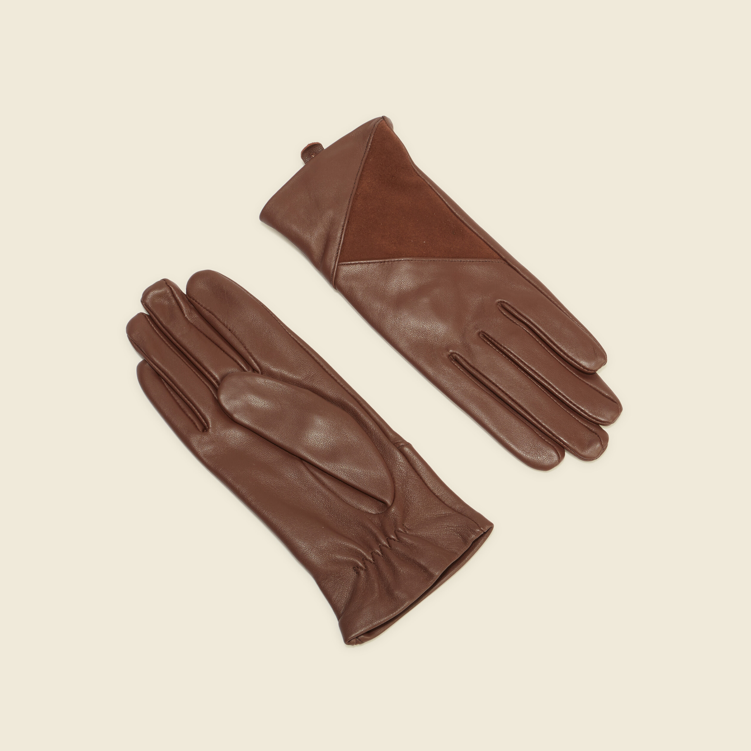 Gants en cuir marron foncé femme