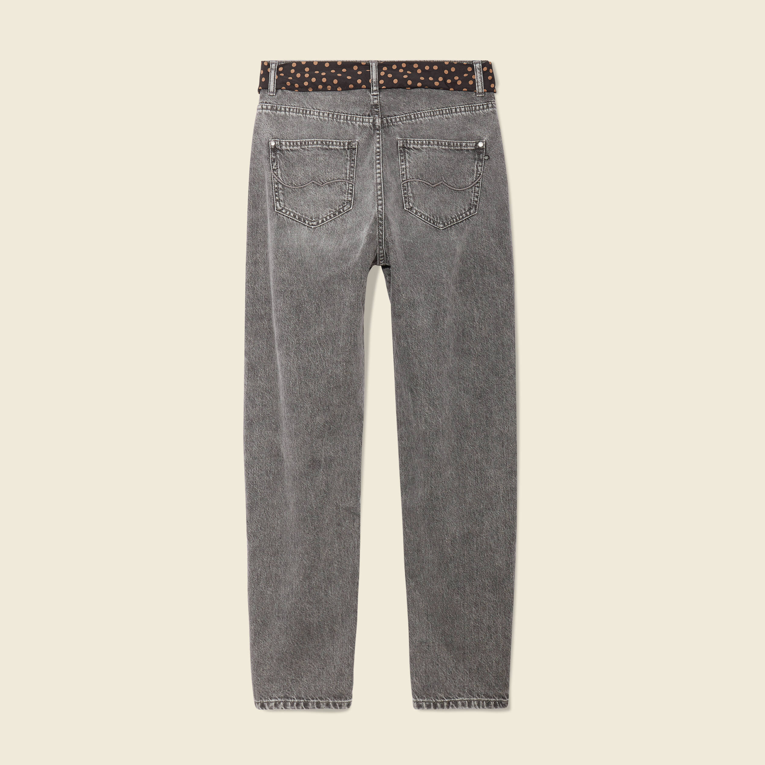 Jeans slouchy ceinturé denim snow gris femme