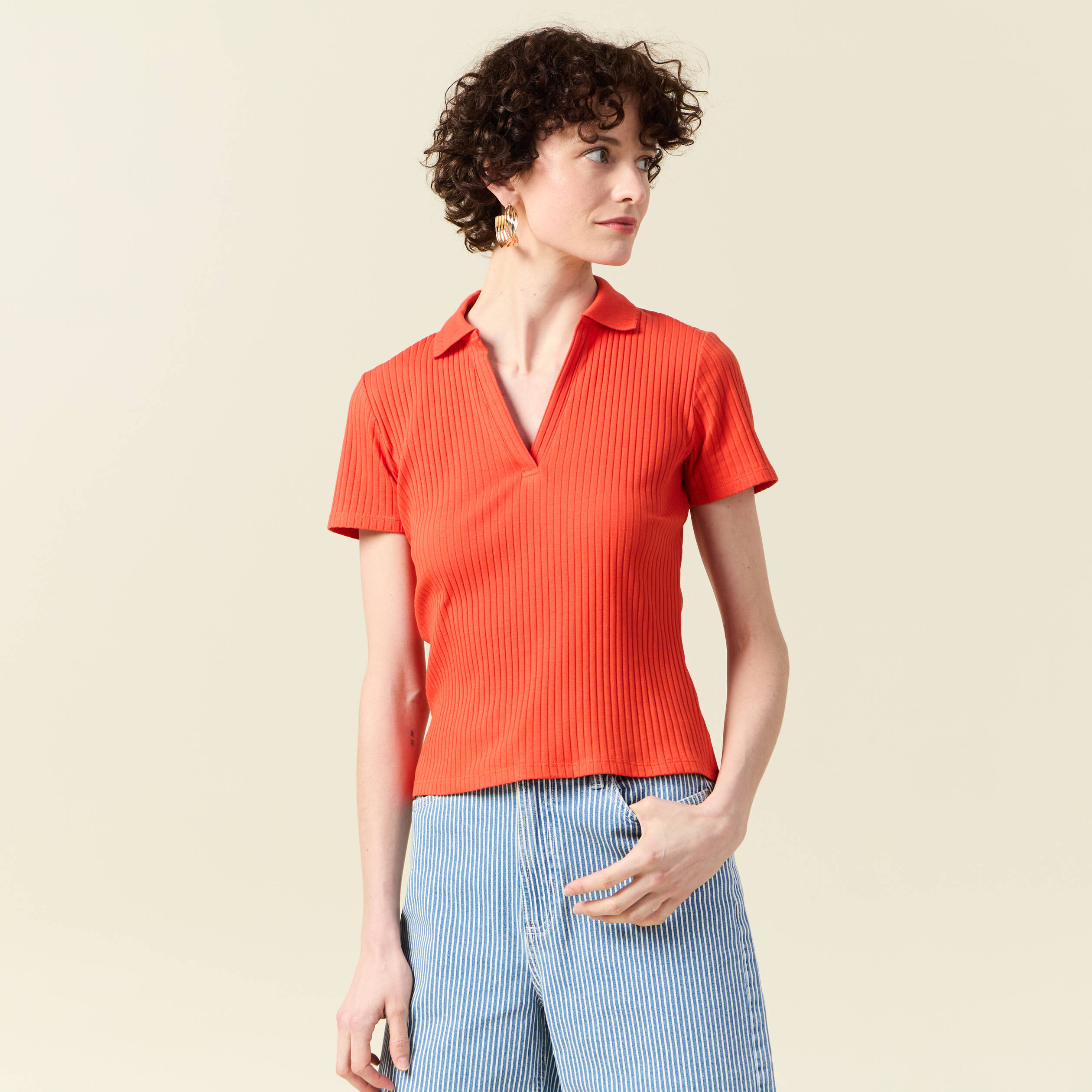 polo manches courtes orange femme Polo manches courtes orange femme