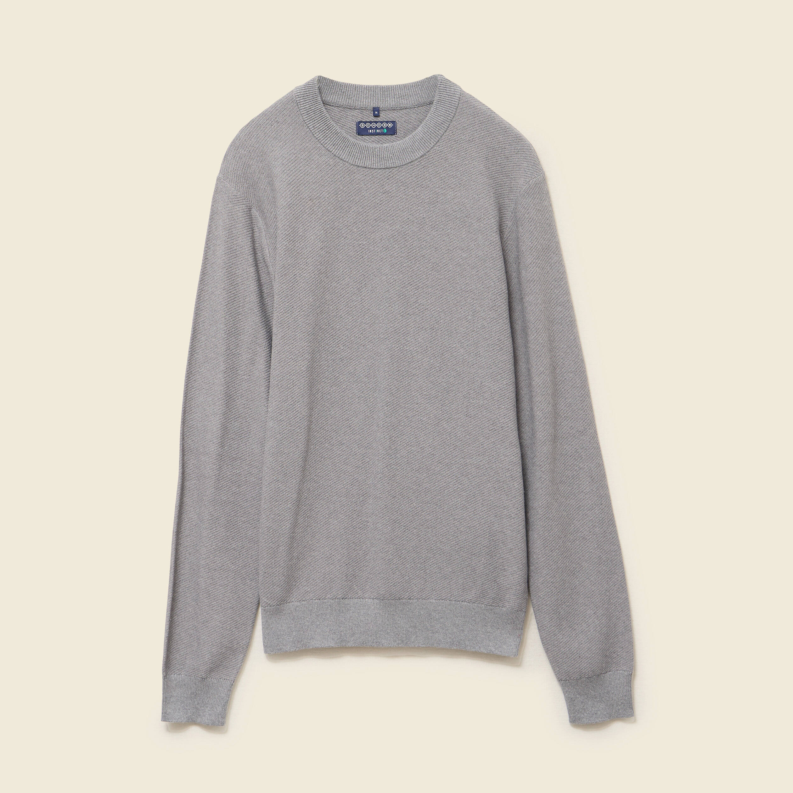 Pull col rond manches longues gris homme