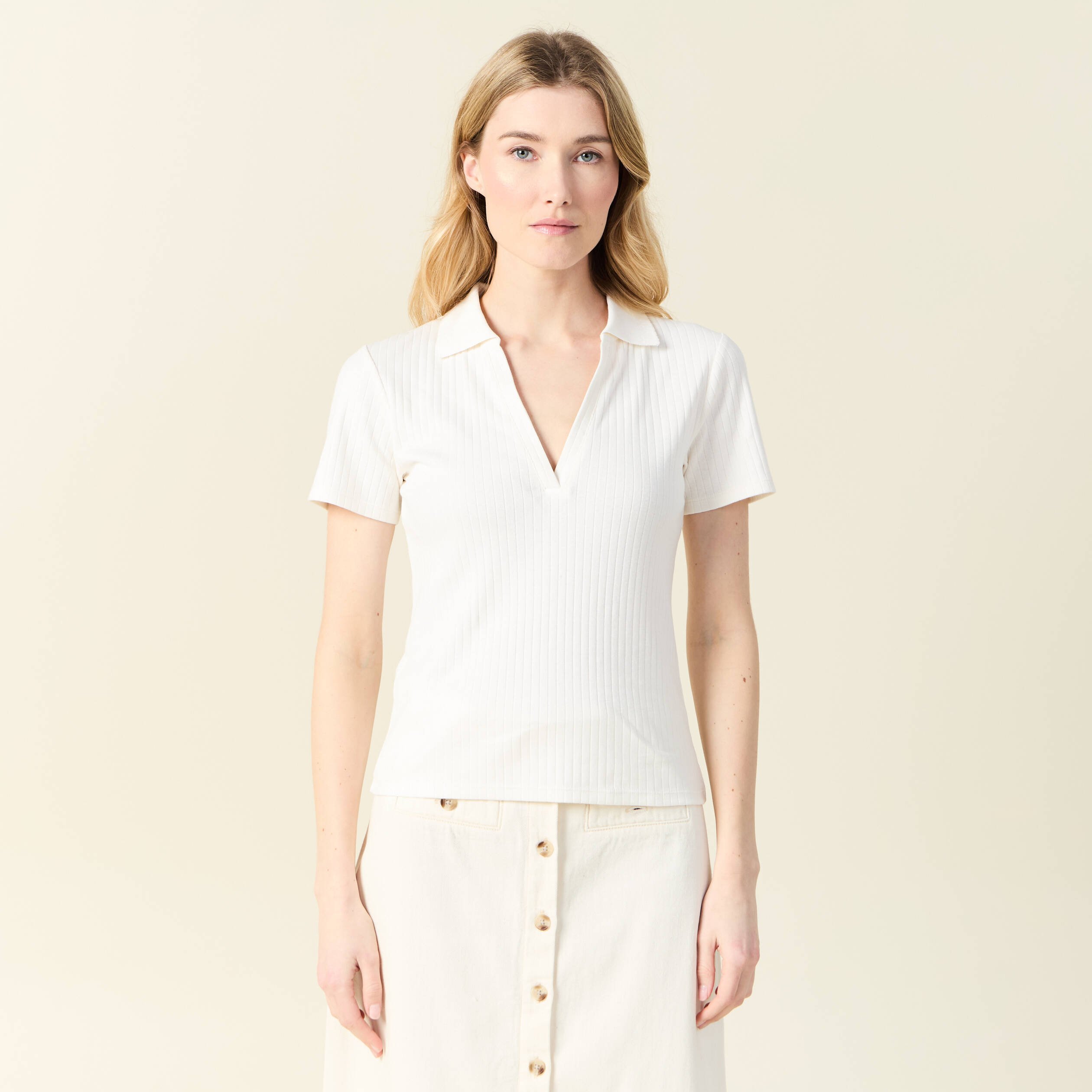 polo manches courtes ecru femme Polo manches courtes ecru femme