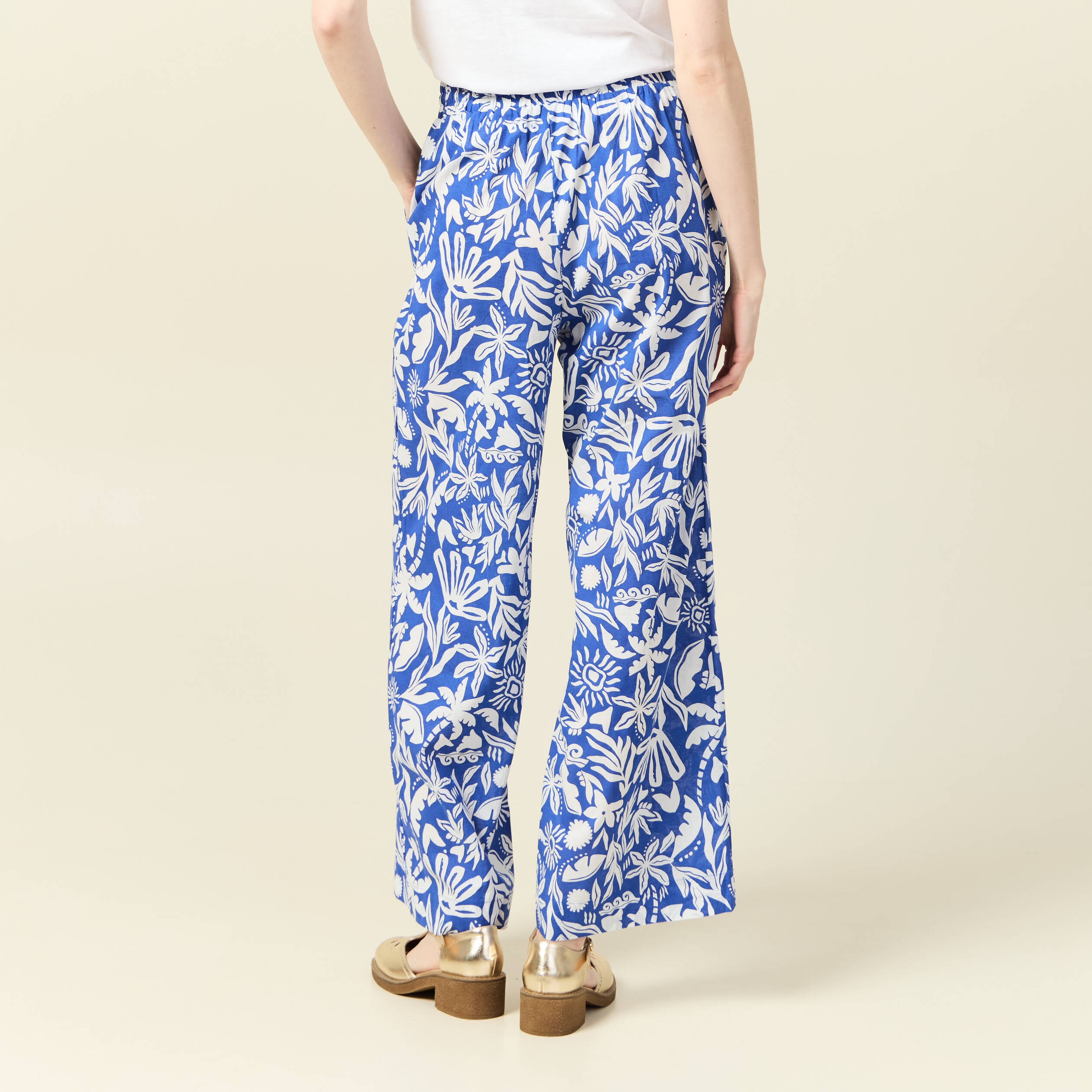 pantalon large taille haute bleu femme Pantalon large taille haute bleu femme