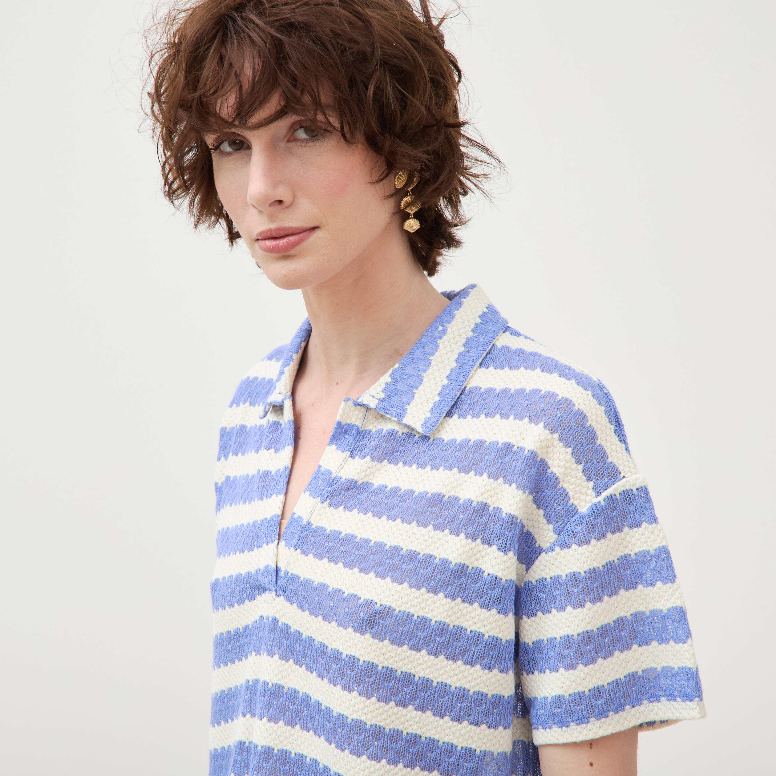 T-shirt manches courtes bleu ciel femme