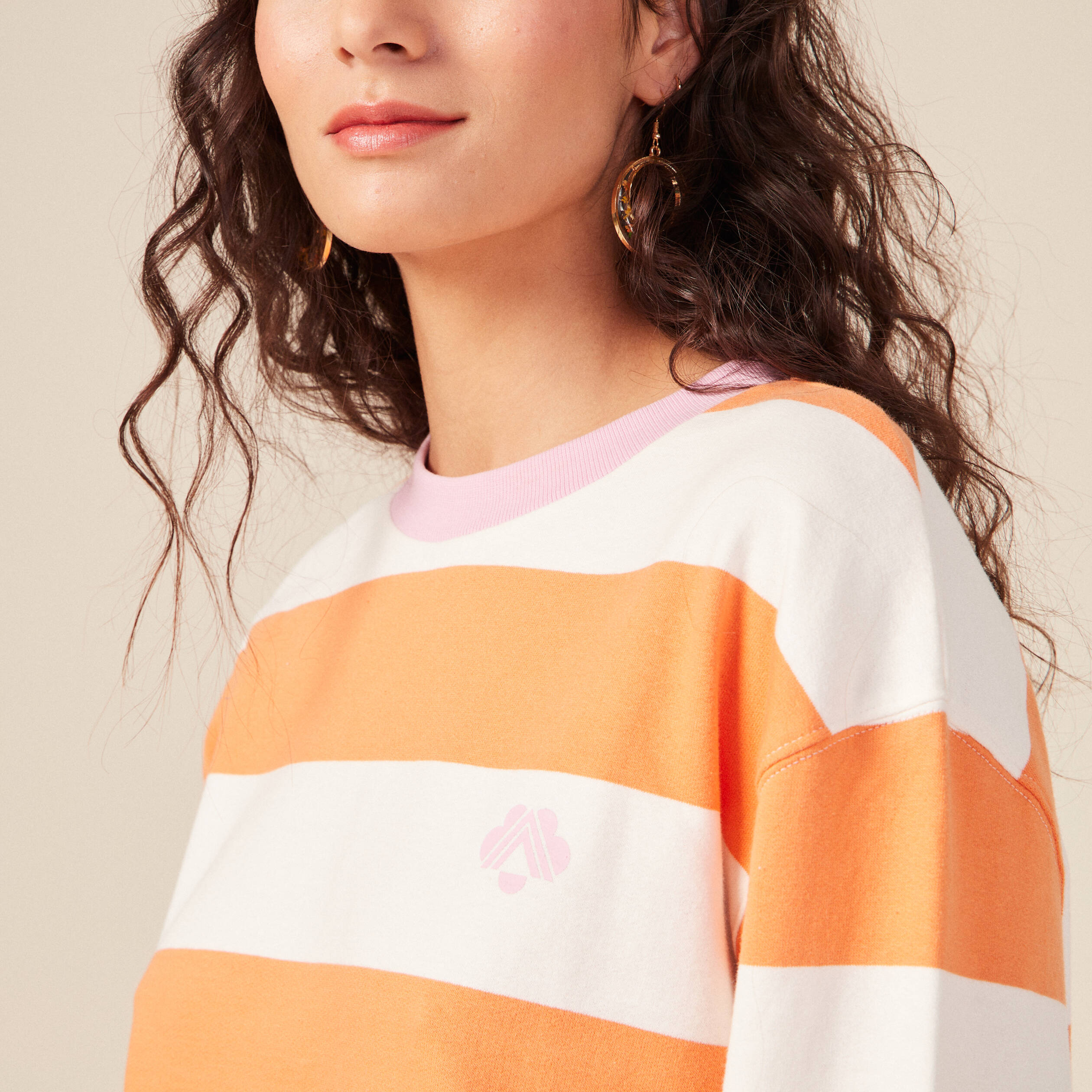 sweat eco responsable orange clair femme Sweat éco-responsable orange clair femme