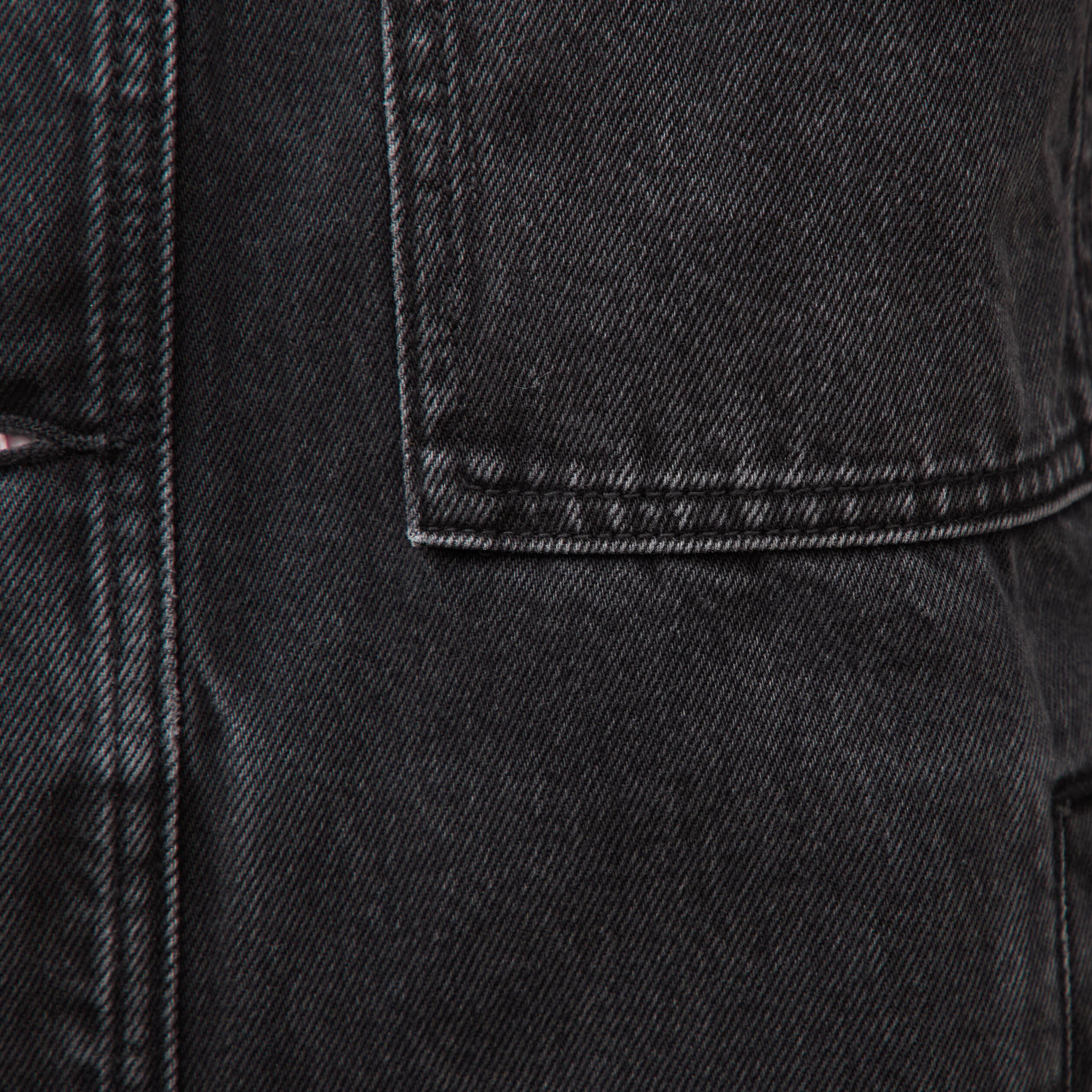 Veste droite en coton col classique denim noir homme