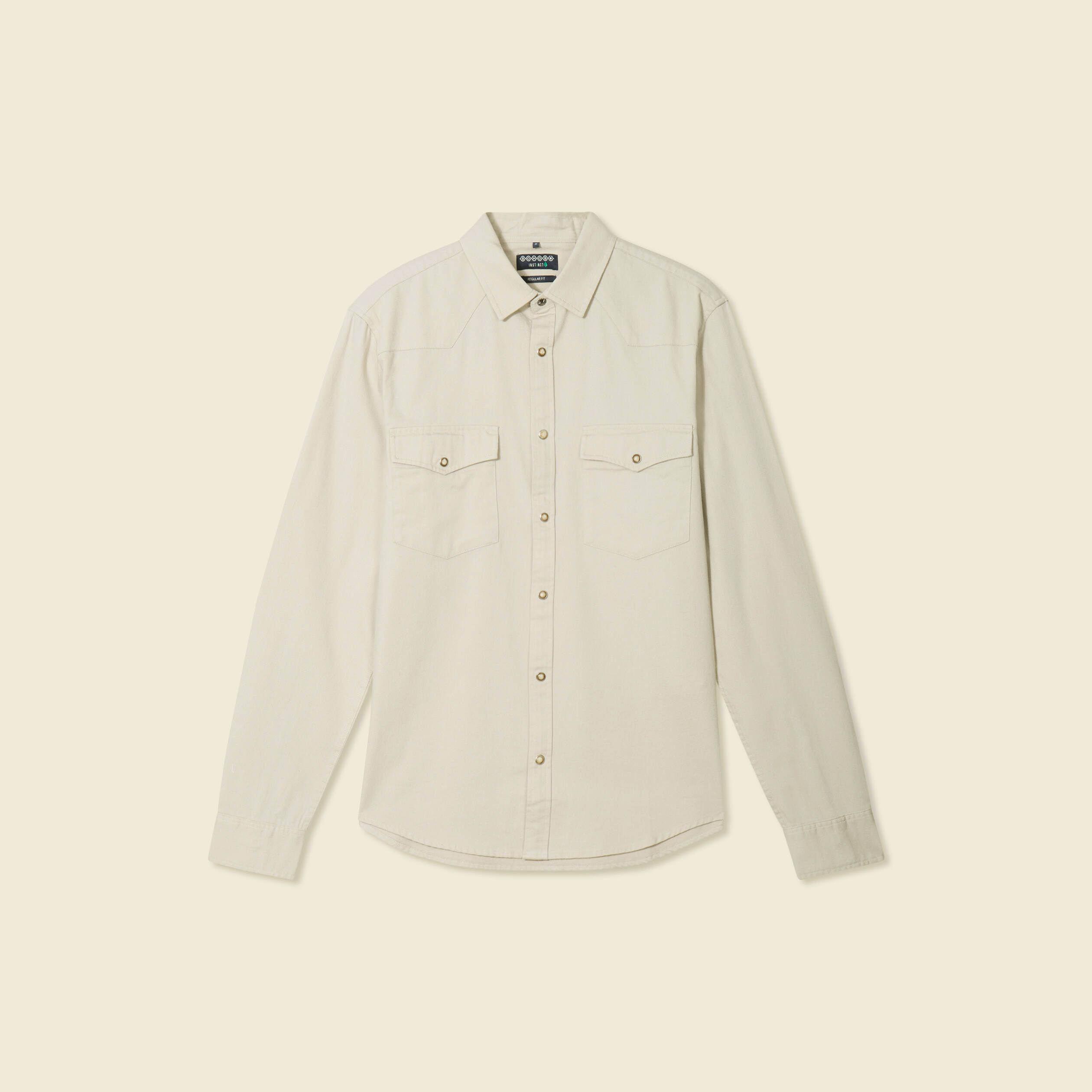 chemise manches longues beige homme Chemise manches longues beige homme