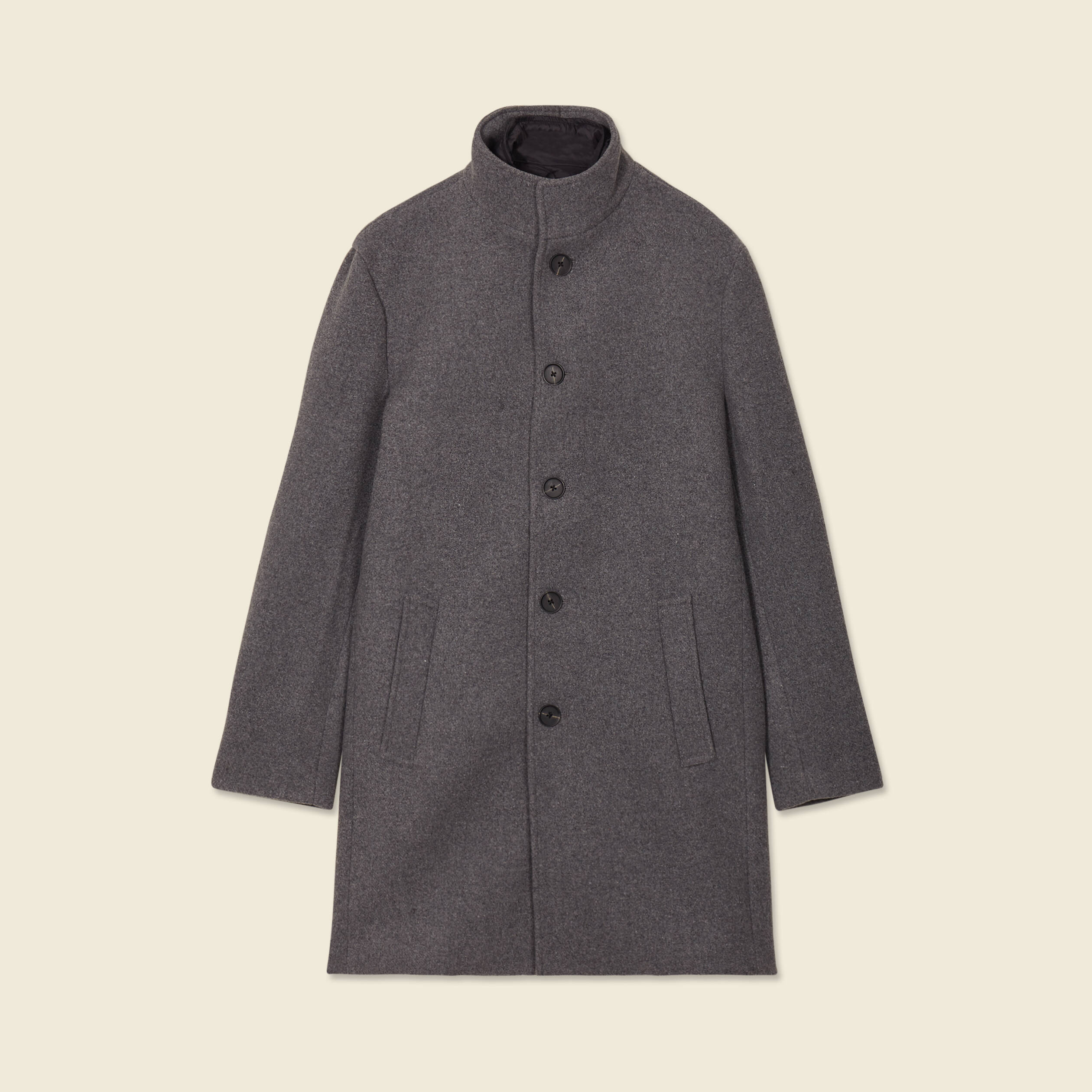 Manteau ajust&eacute; boutonn&eacute; gris fonc&eacute; homme
