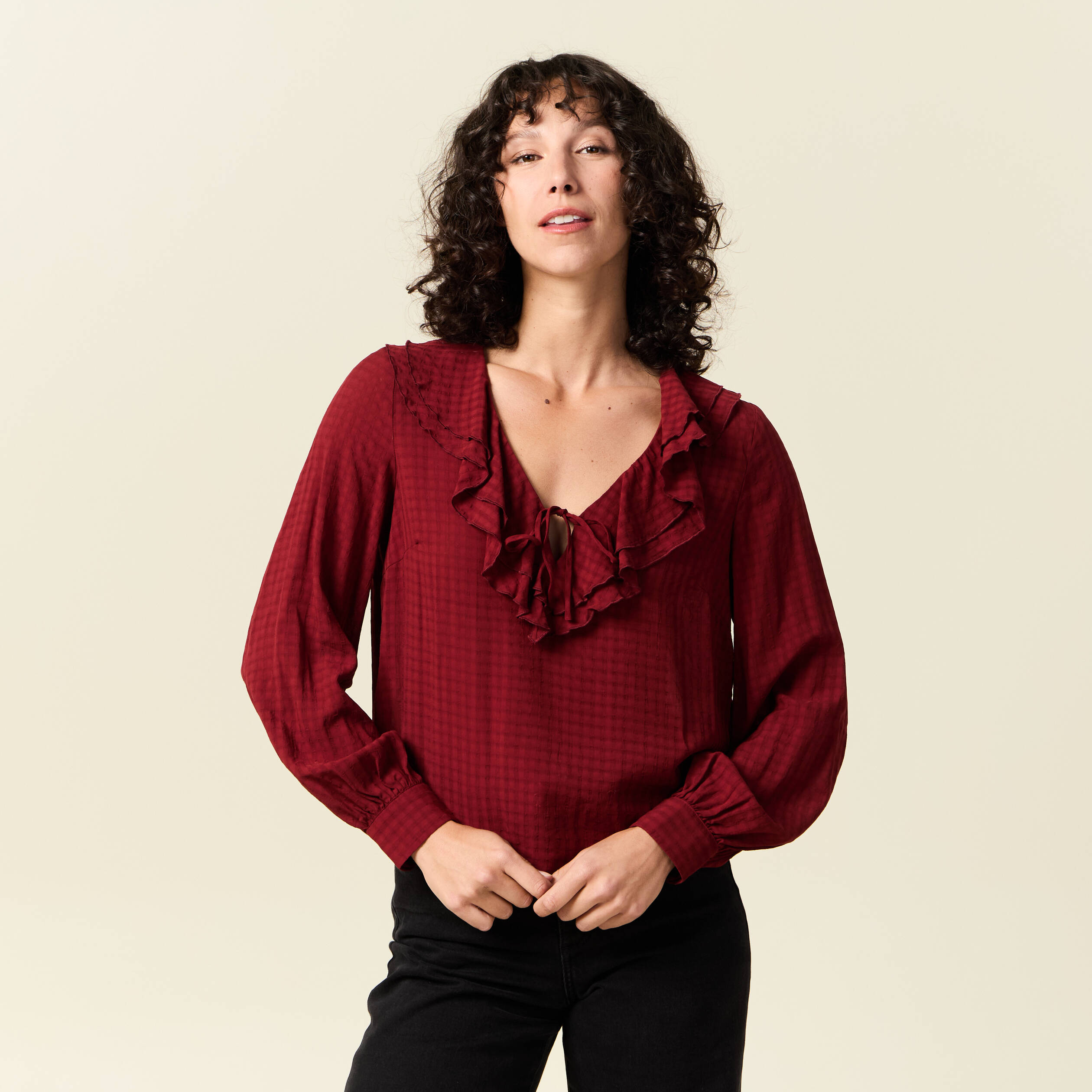 blouse manches longues rouge fonce femme Blouse manches longues rouge foncé femme