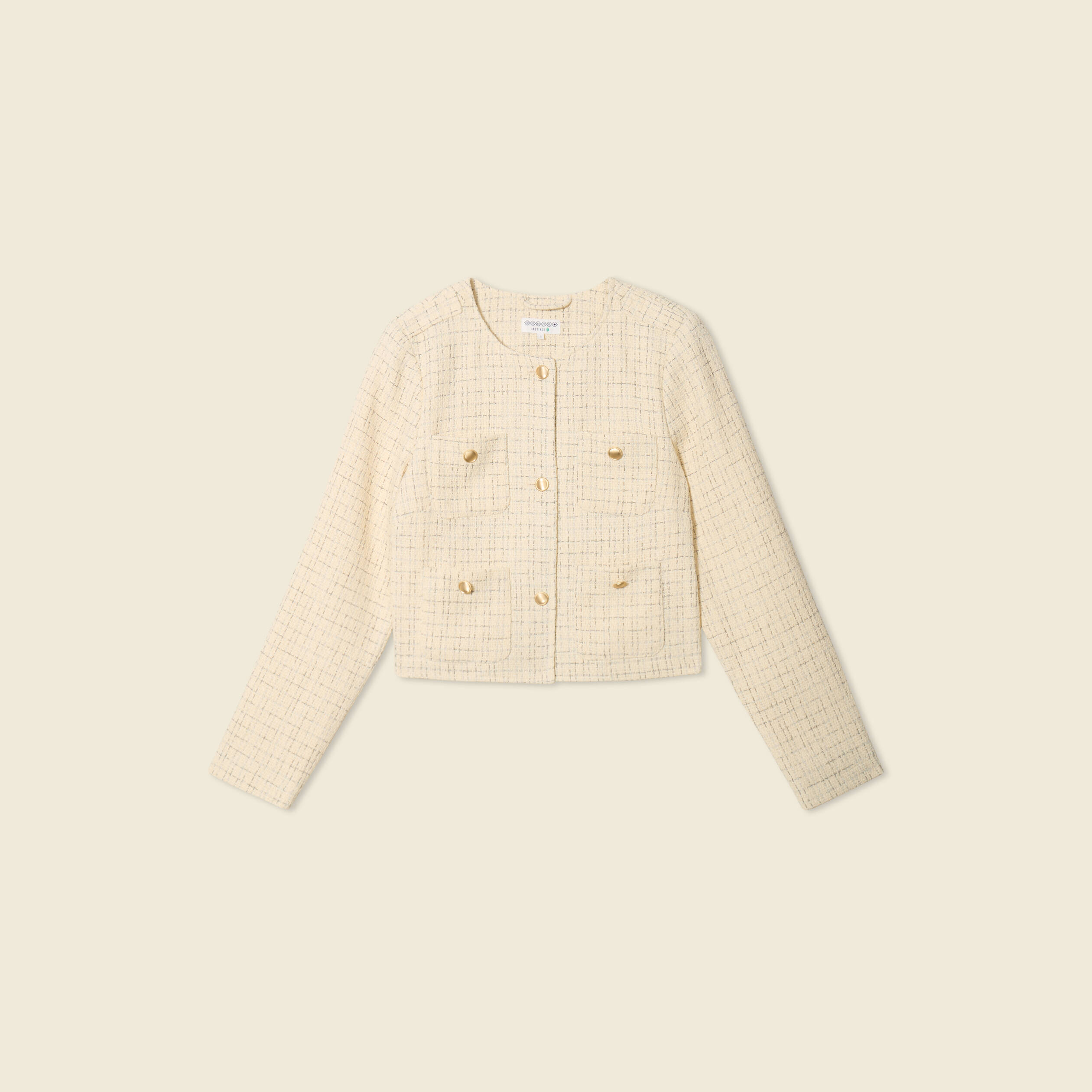 veste tweed courte jaune pastel femme Veste tweed courte jaune pastel femme