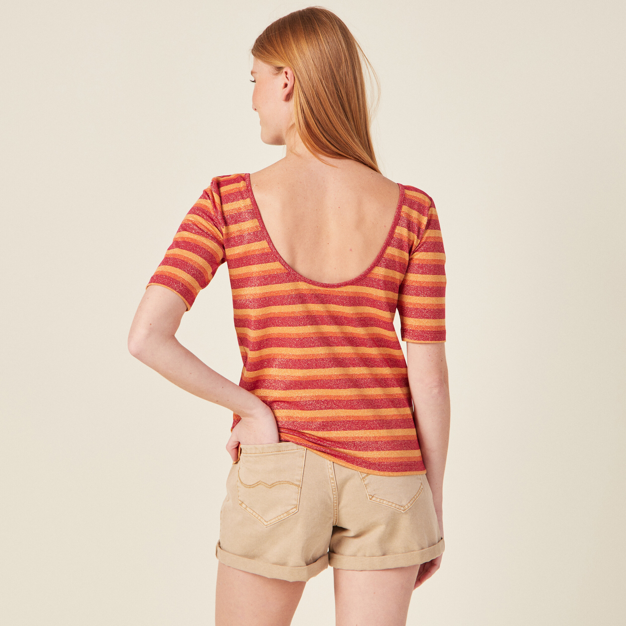 t shirt manches courtes rouge clair femme T-shirt manches courtes rouge clair femme