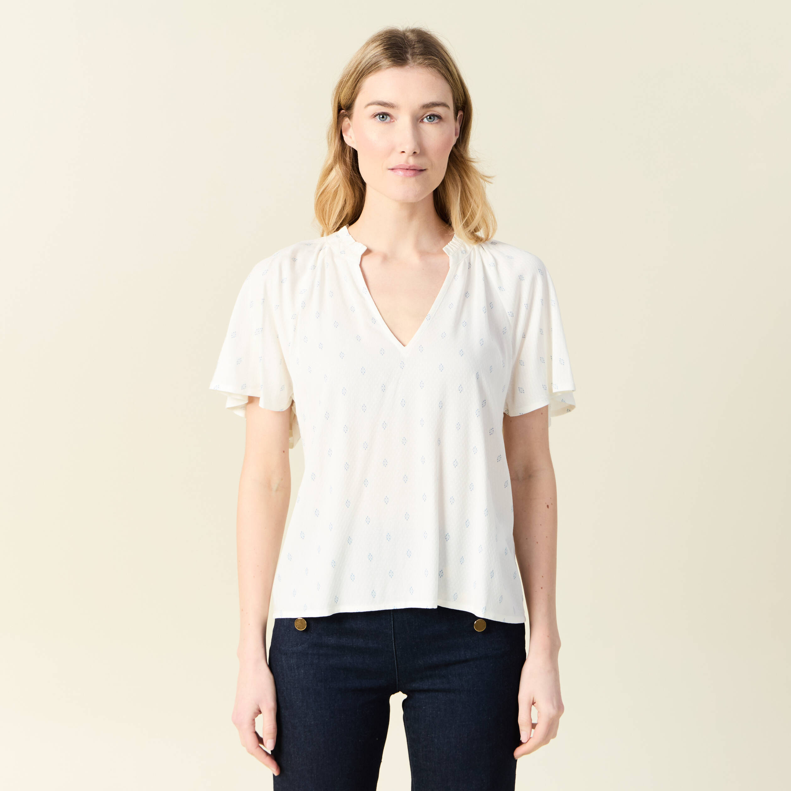 blouse manches courtes bleu ciel femme Blouse manches courtes bleu ciel femme