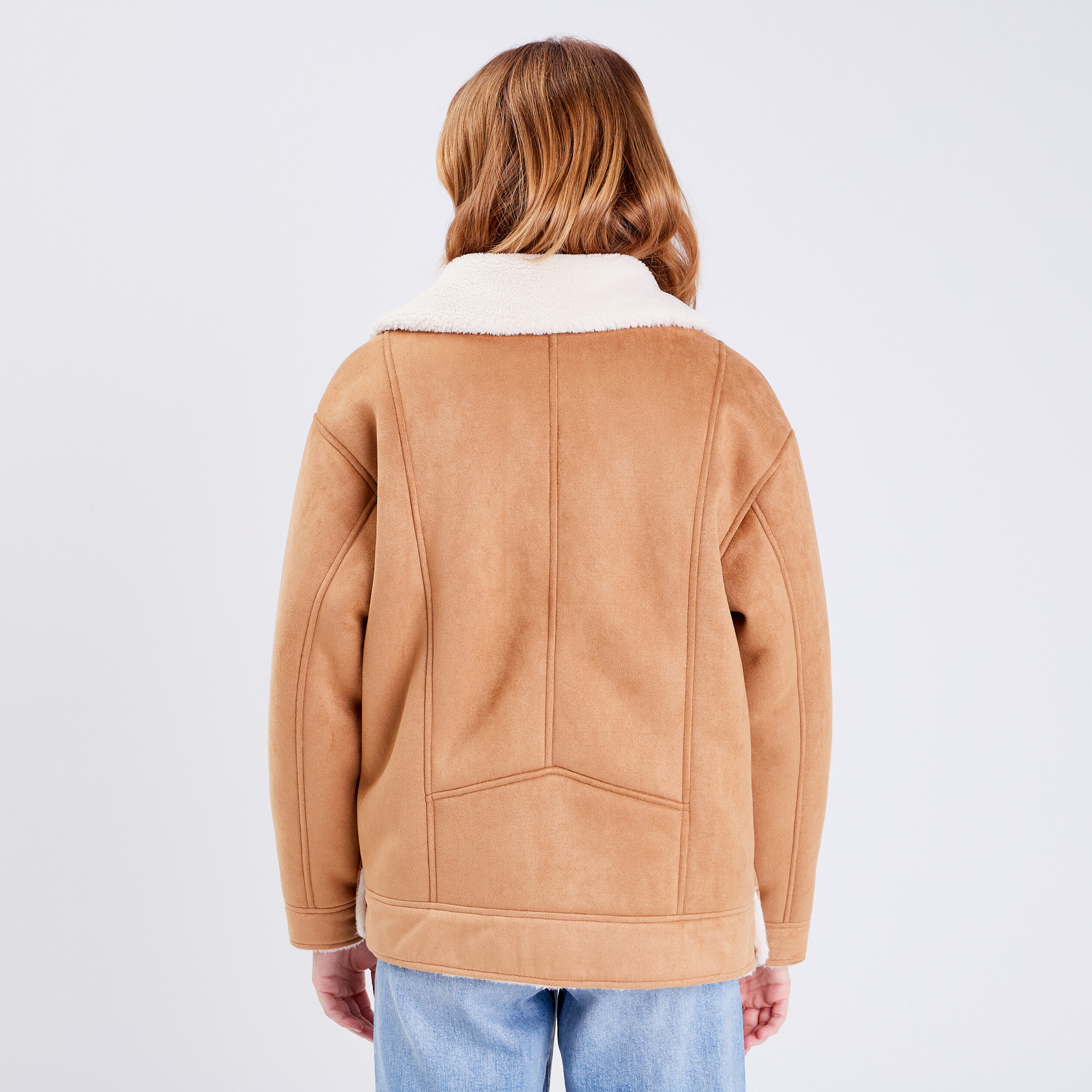 Manteau droit boutonné marron femme
