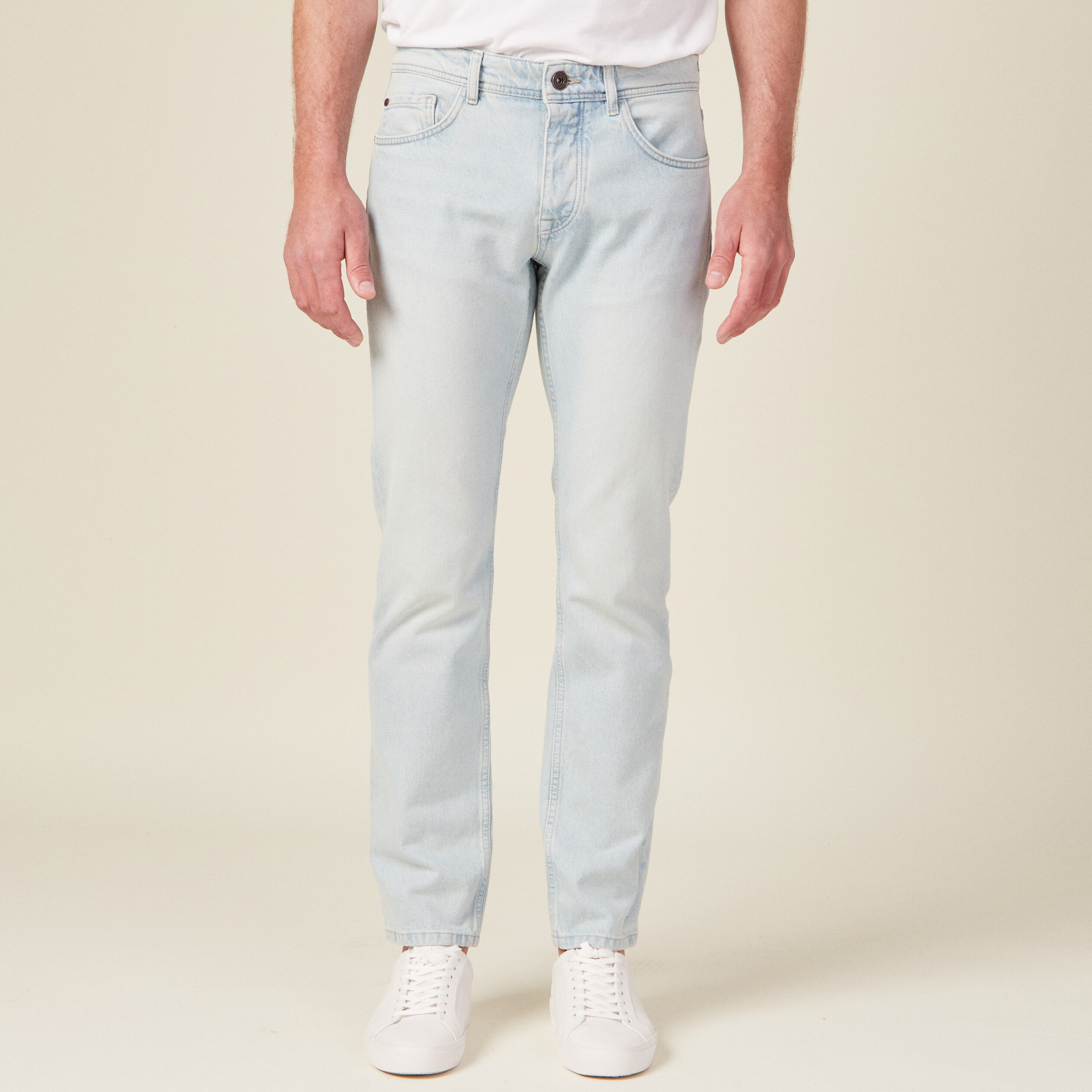 Jeans straight 5 poches denim bleach homme Bonobo