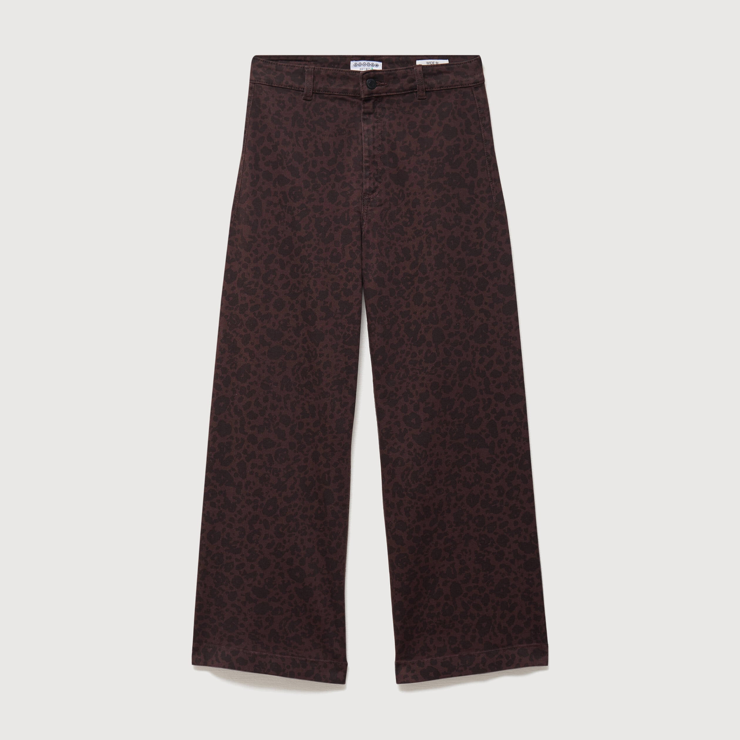 Jeans large cropped taille haute marron chocolat femme