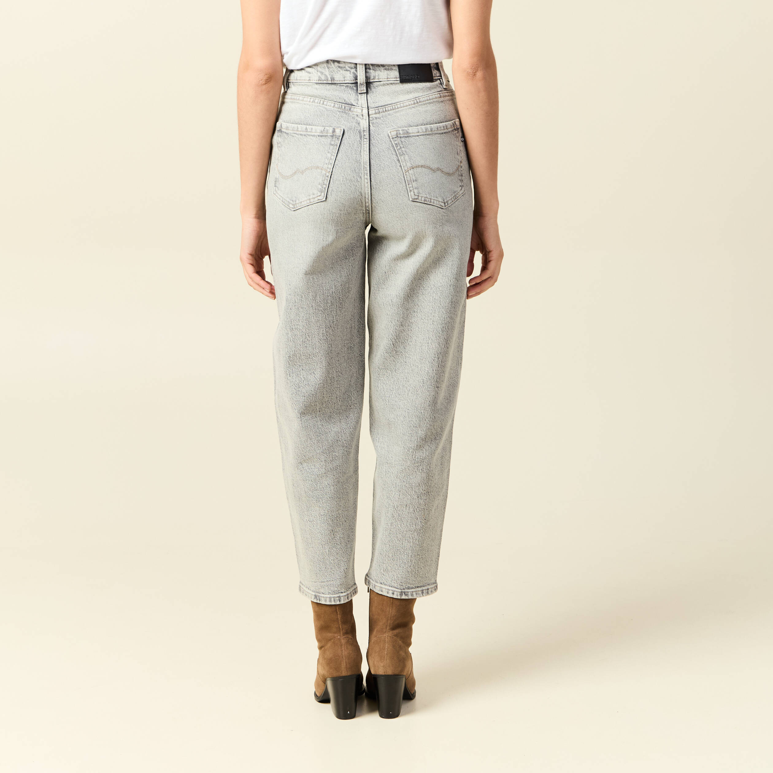 jeans barrel slouchy taille haute 78eme denim gris clair femme Jeans barrel slouchy taille haute 7/8ème denim gris clair femme
