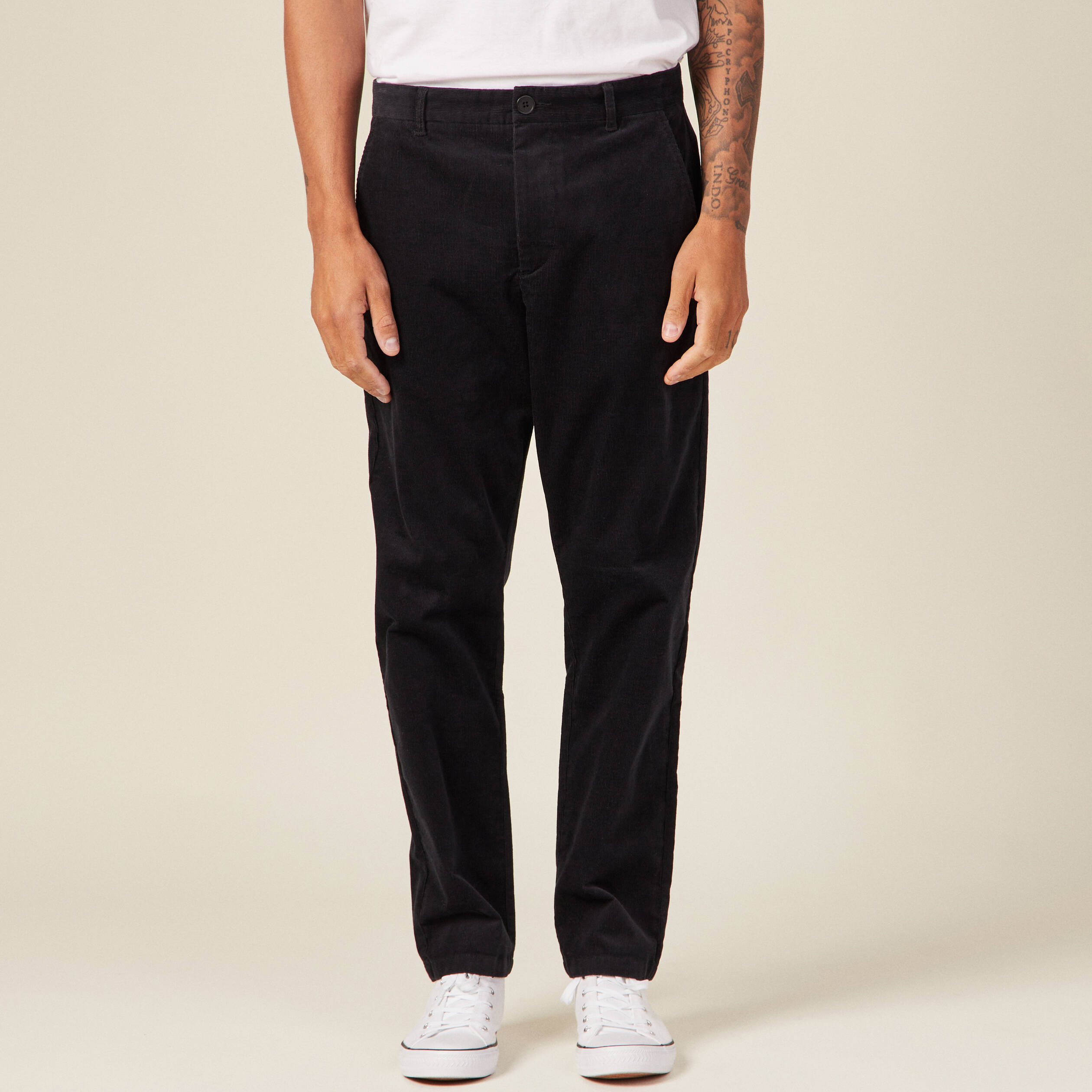 Pantalon chino tapered velours noir homme