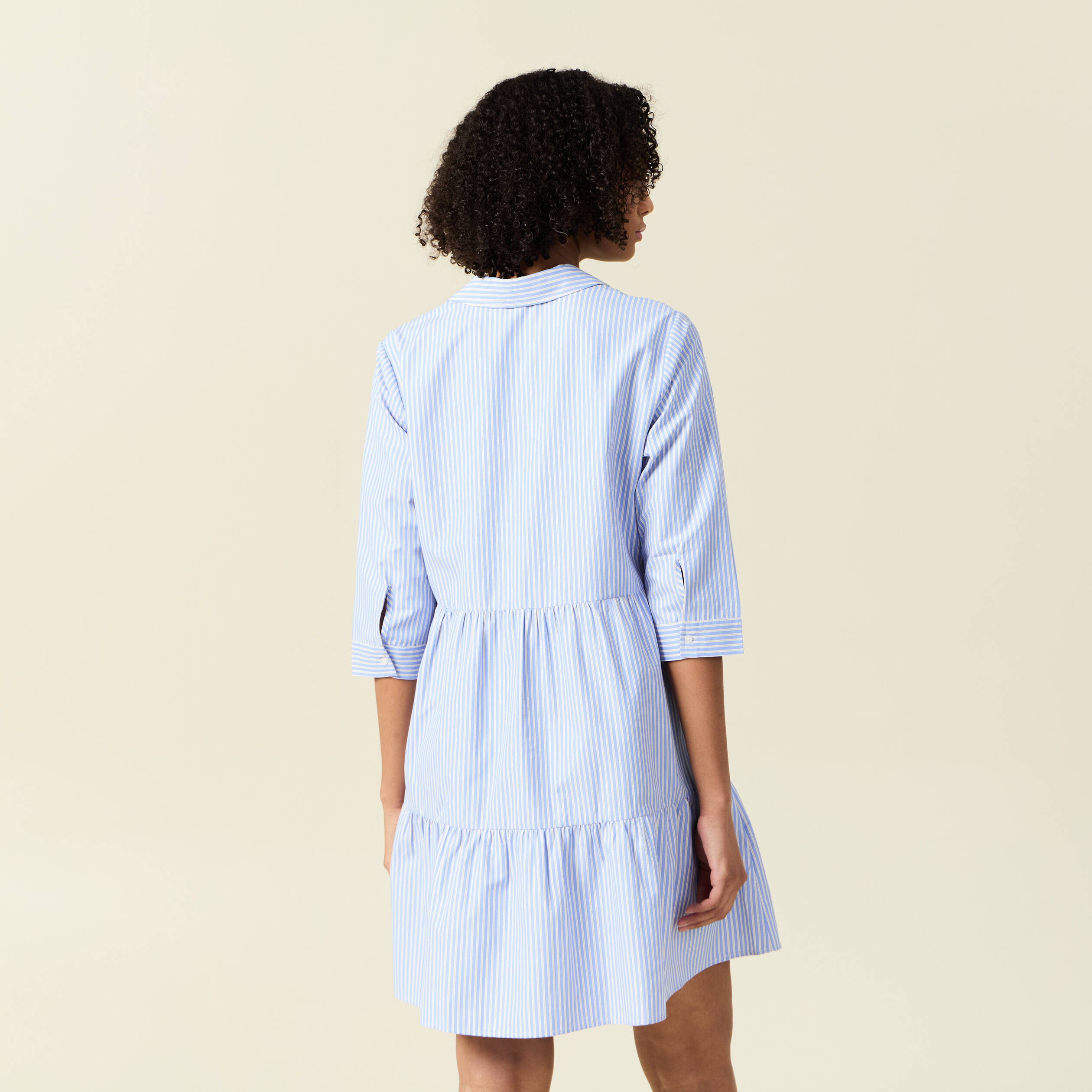 robe trapeze manches 34 bleu ciel femme Robe trapèze manches 3/4 bleu ciel femme