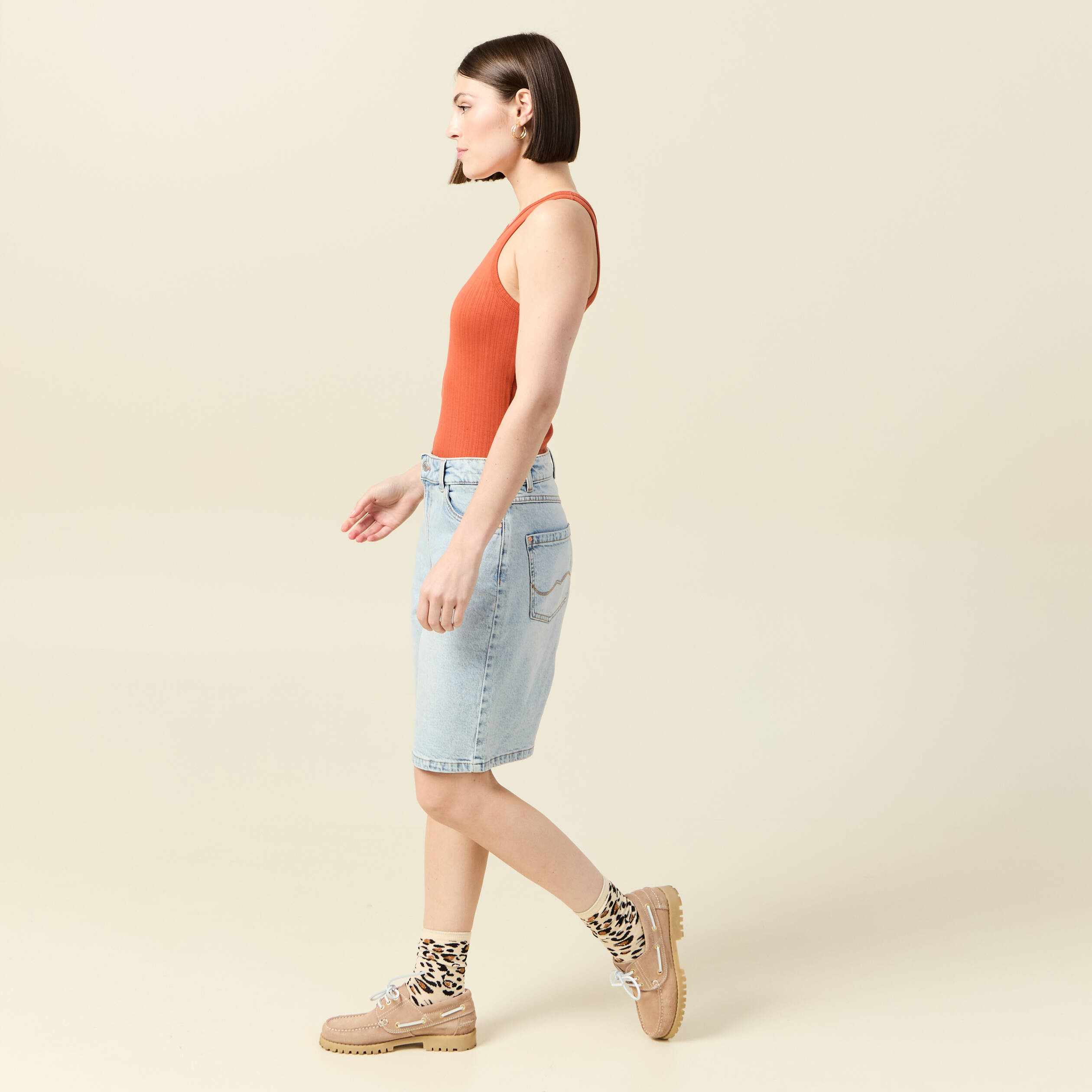 debardeur 2 en 1 avec brassiere integree orange fonce femme Débardeur 2 en 1 avec brassière intégrée orange foncé femme