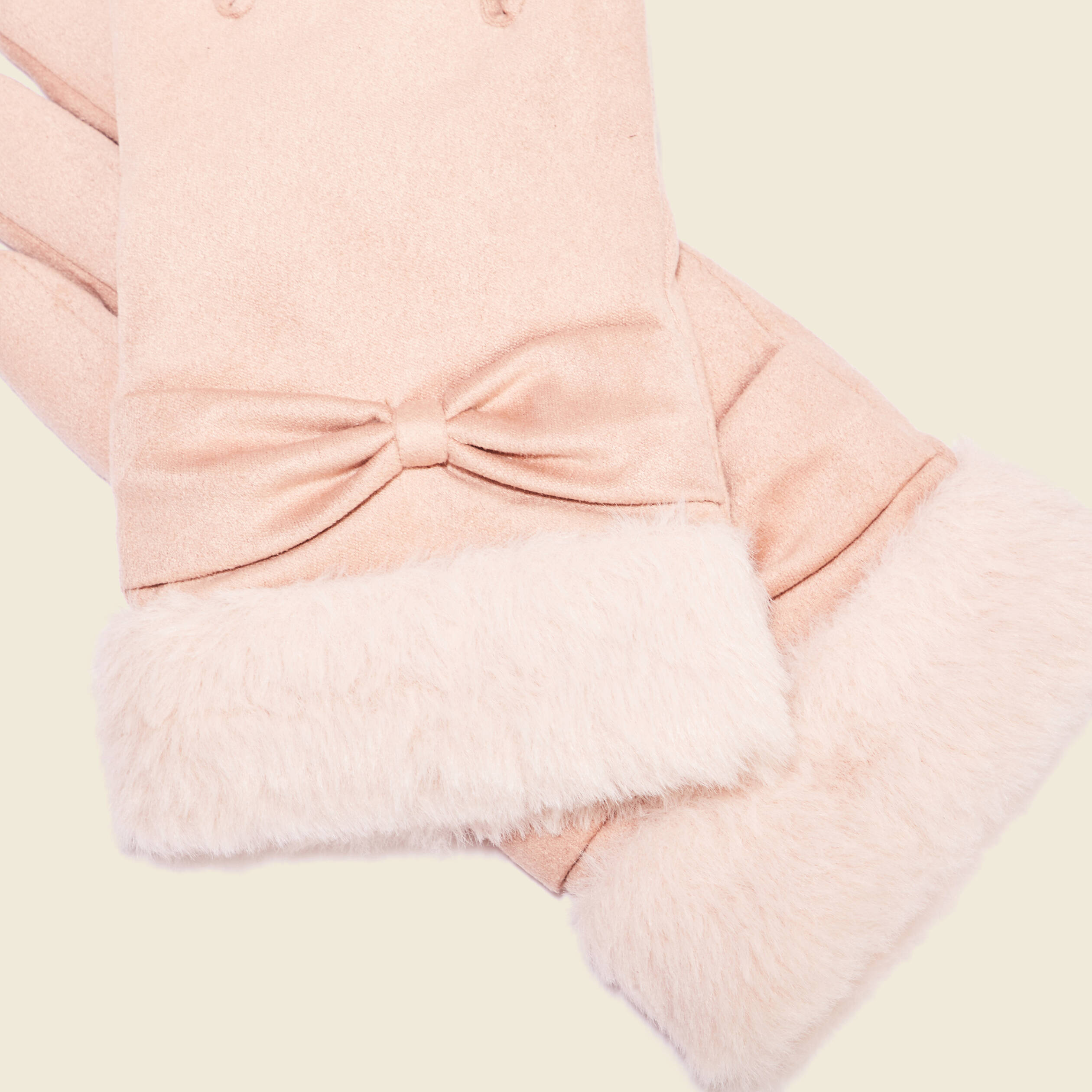Gants avec noeuds marron clair femme