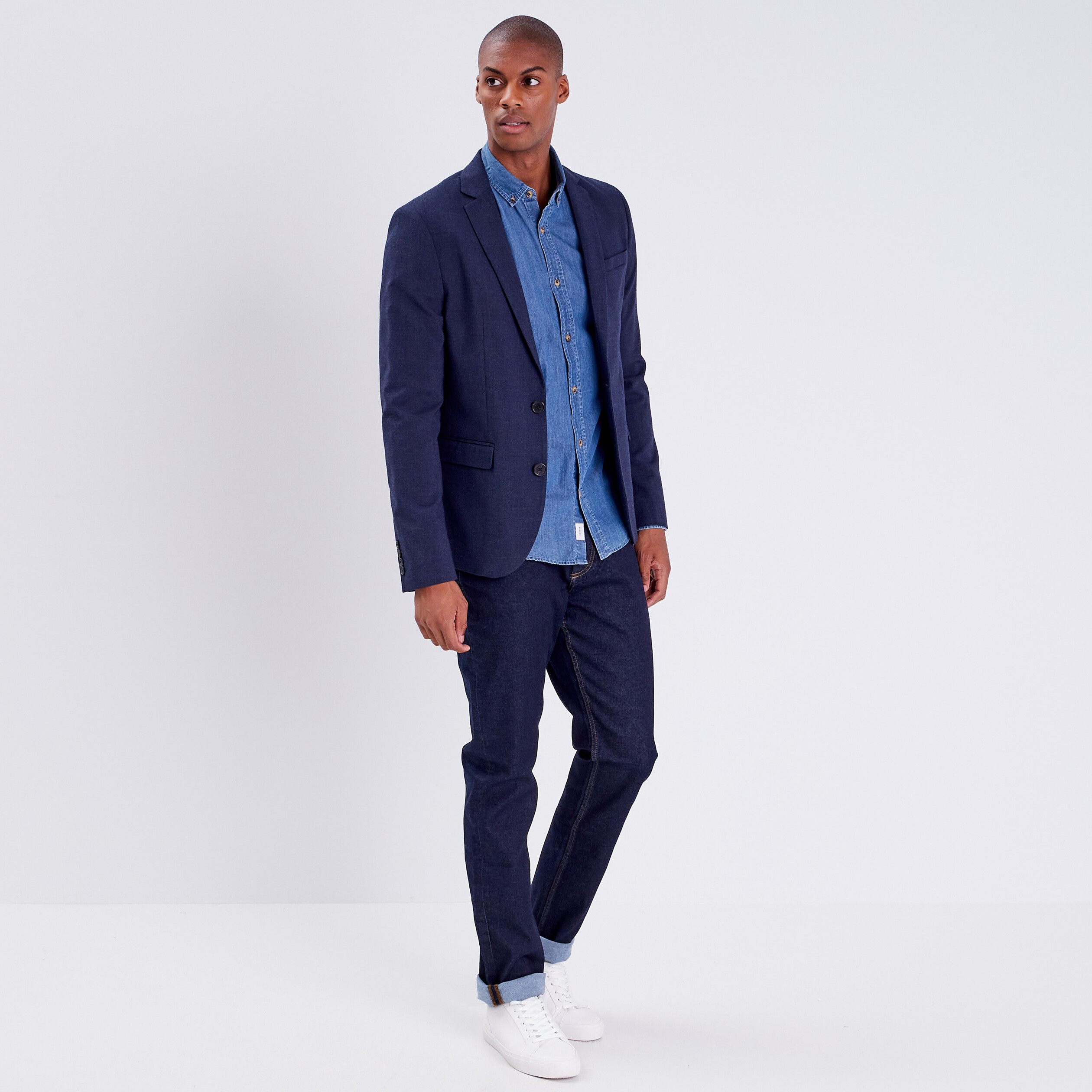 Veste esprit blazer droite bleu marine homme