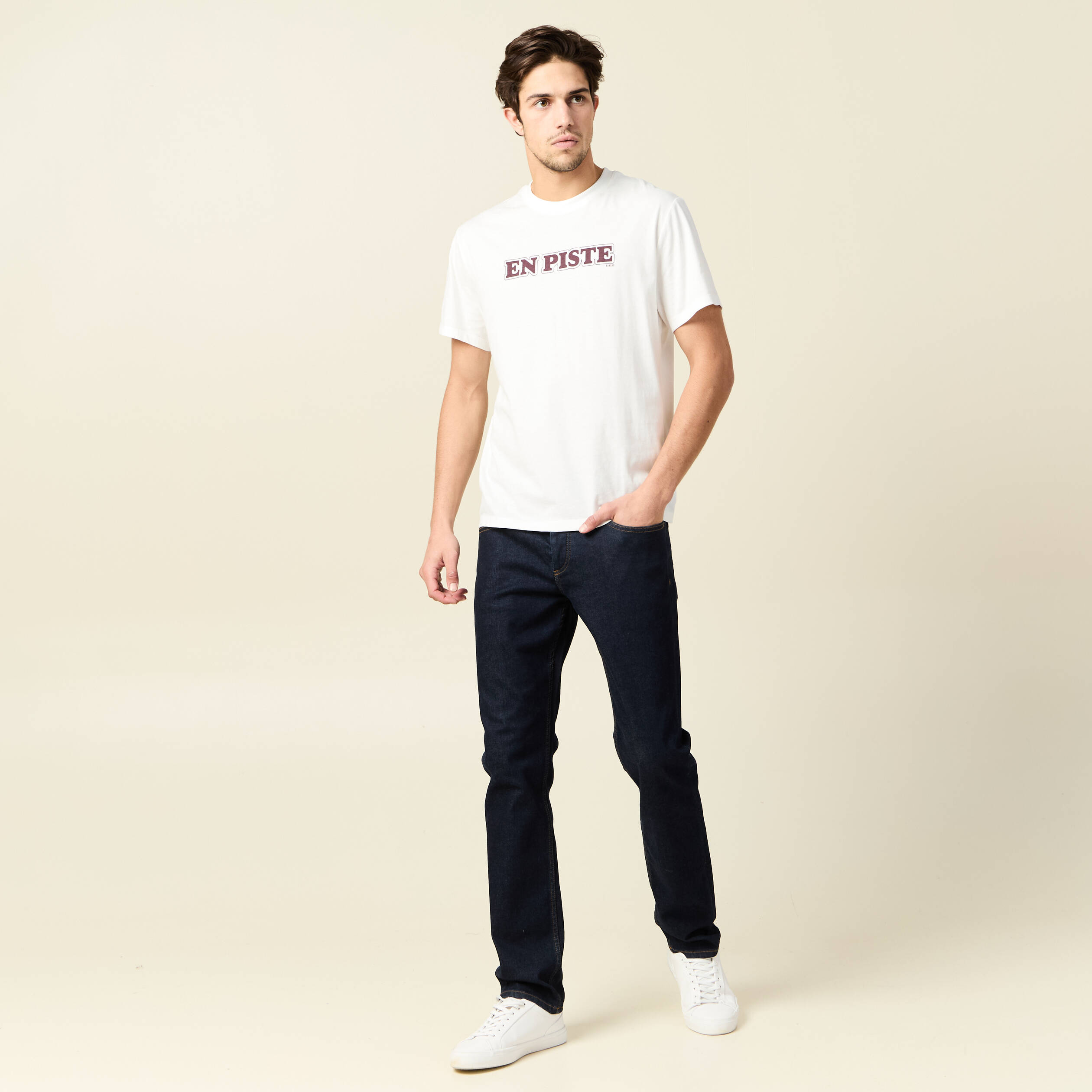 T-shirt manches courtes ecru homme