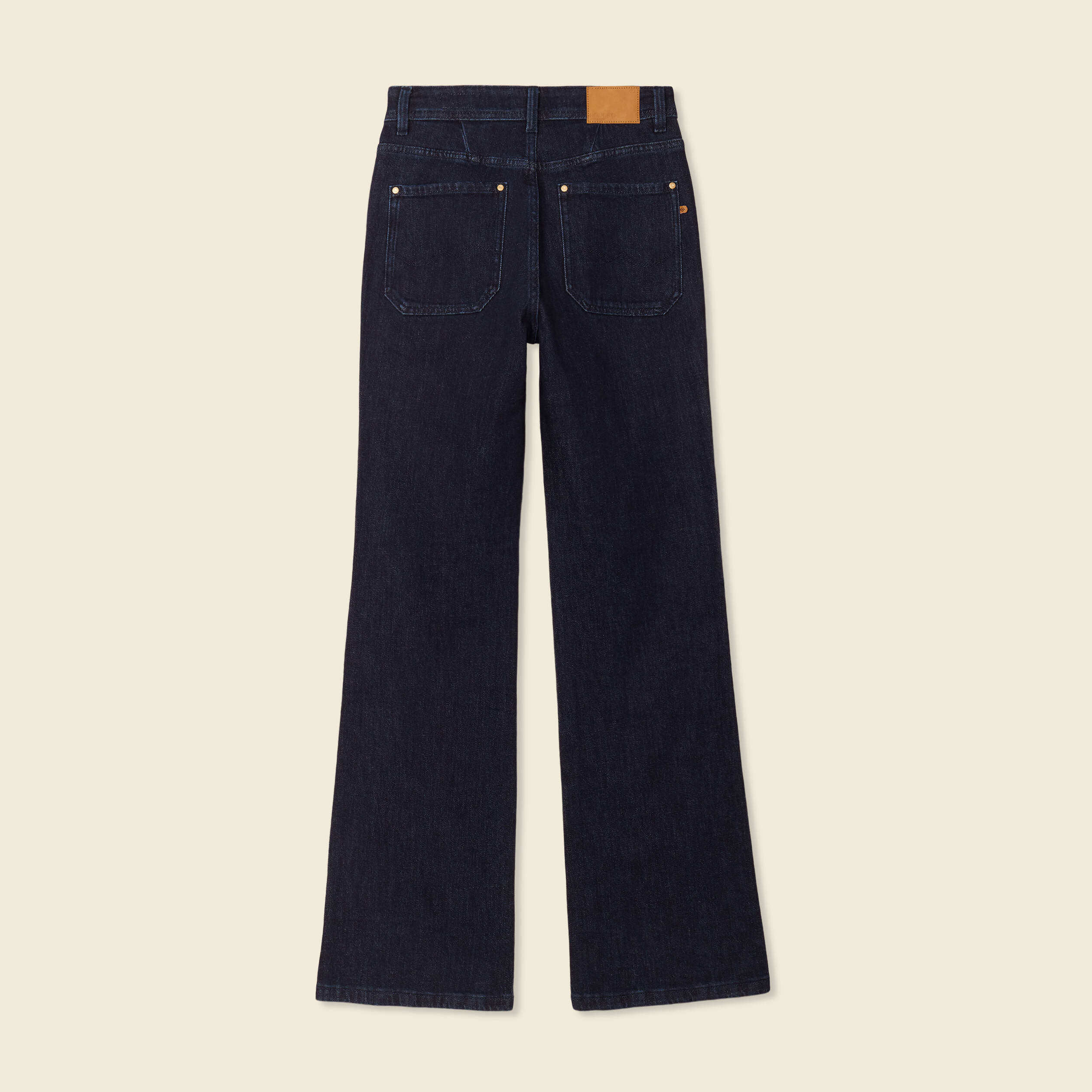 Jeans flare taille haute denim brut femme