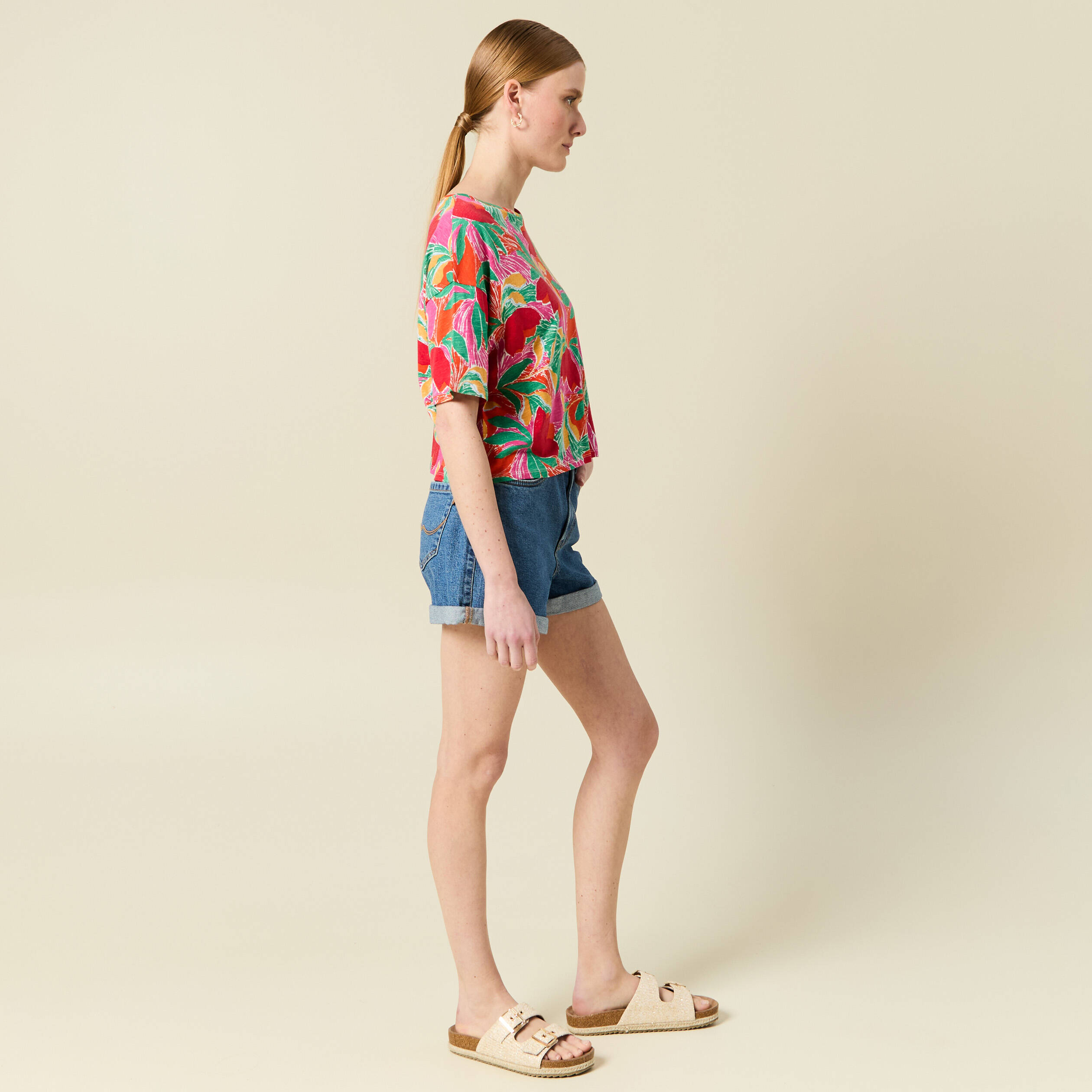 t shirt manches courtes multicolore femme T-shirt manches courtes multicolore femme