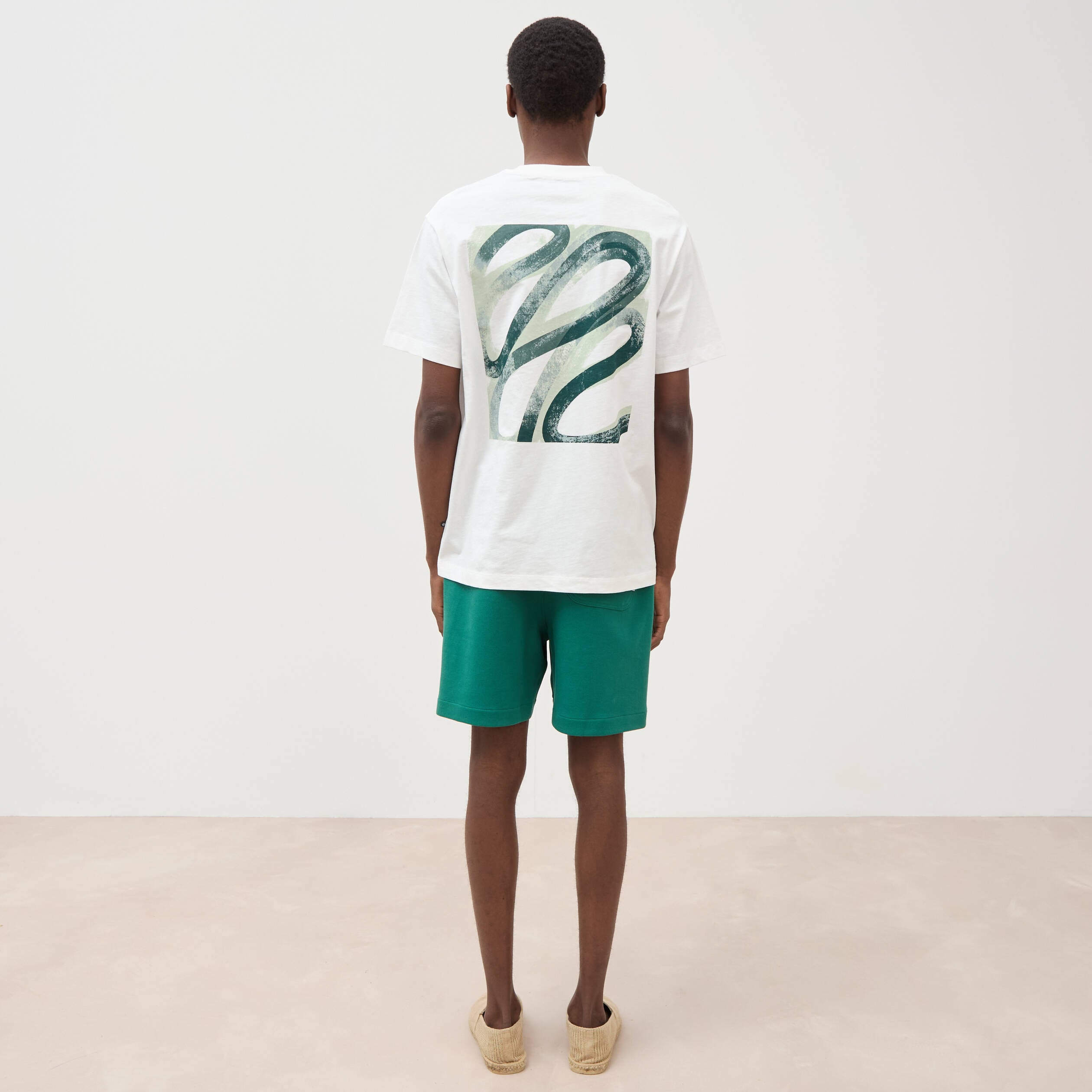 T-shirt ample en coton manches courtes ecru homme