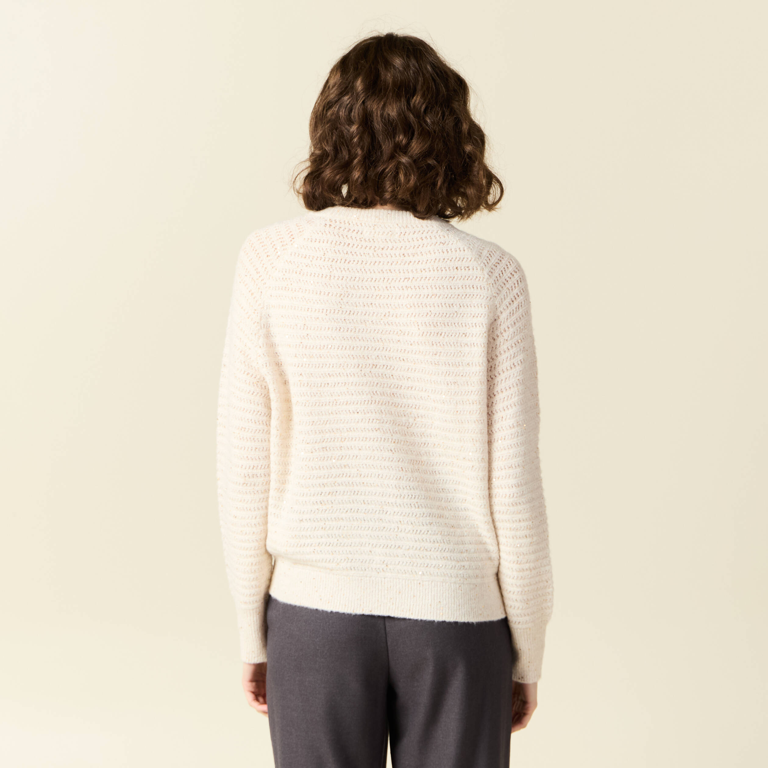 pull manches longues sequins ecru femme Pull manches longues sequins ecru femme