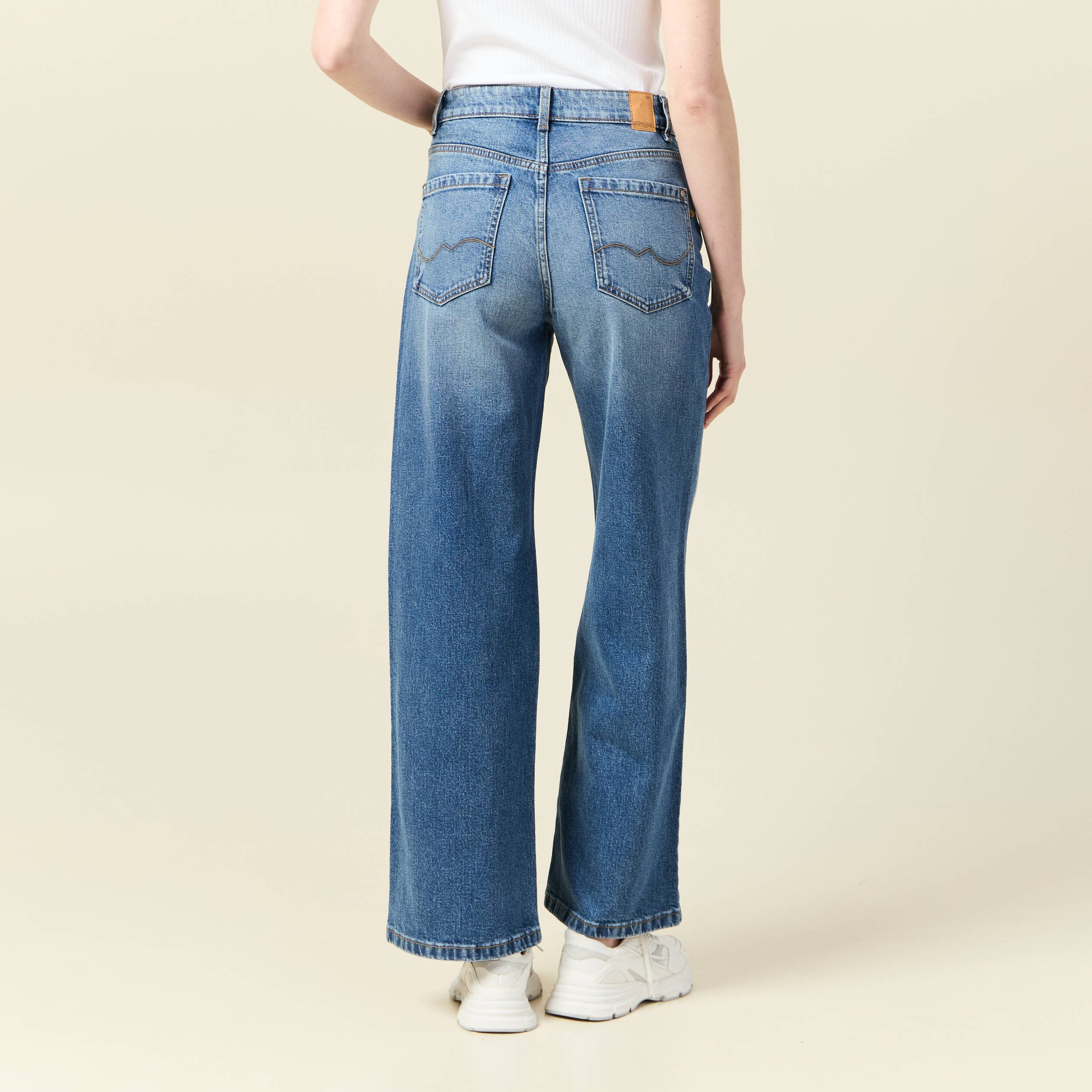 jeans large taille haute denim stone femme Jeans large taille haute denim stone femme