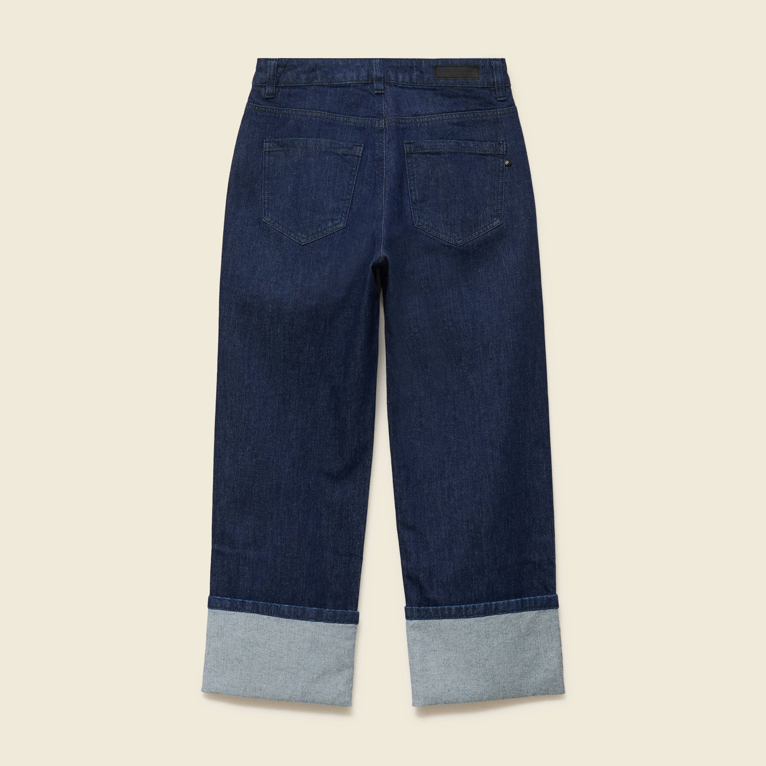 Jeans large taille haute 3/4 denim brut rinse femme