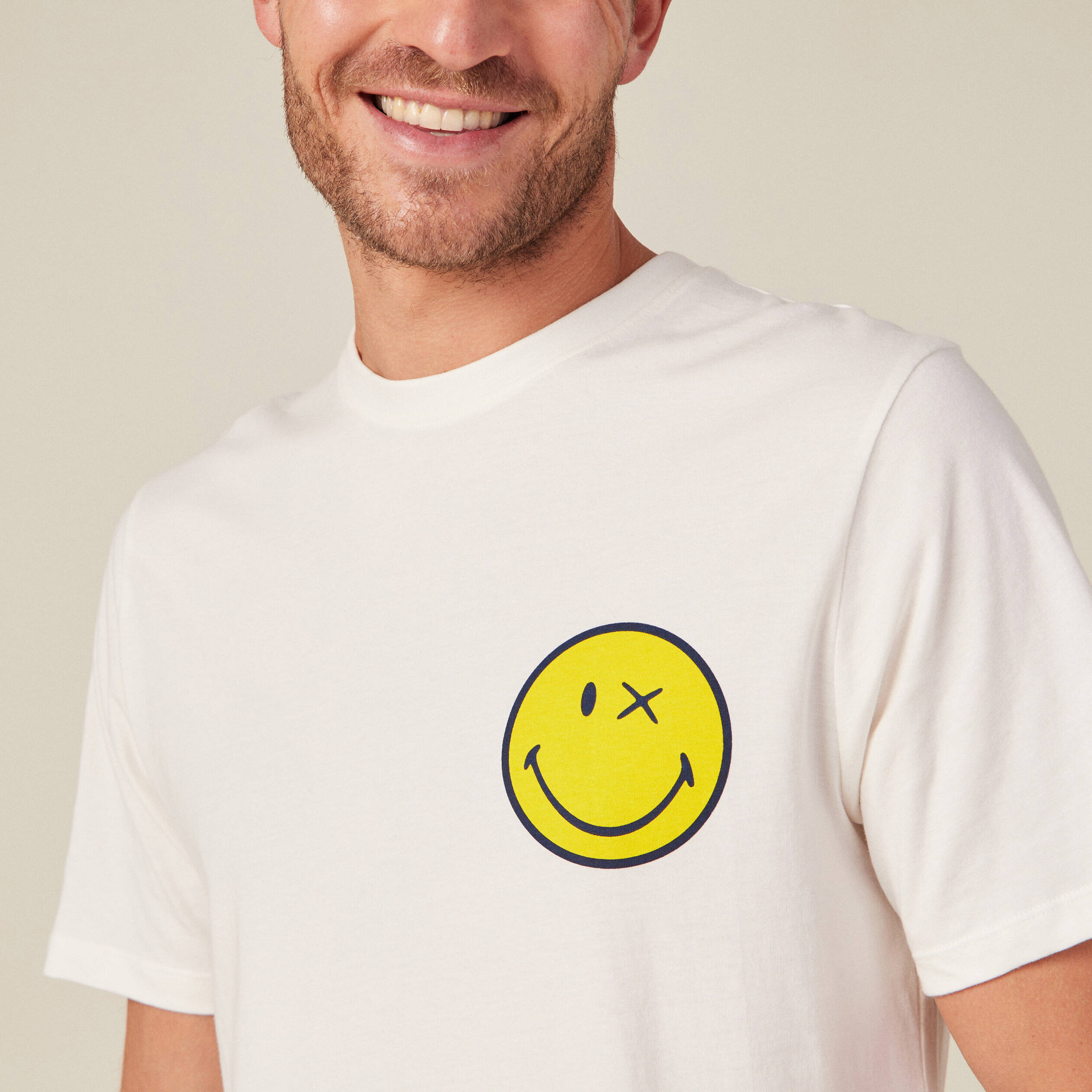 T-shirt SmileyWorld ecru homme