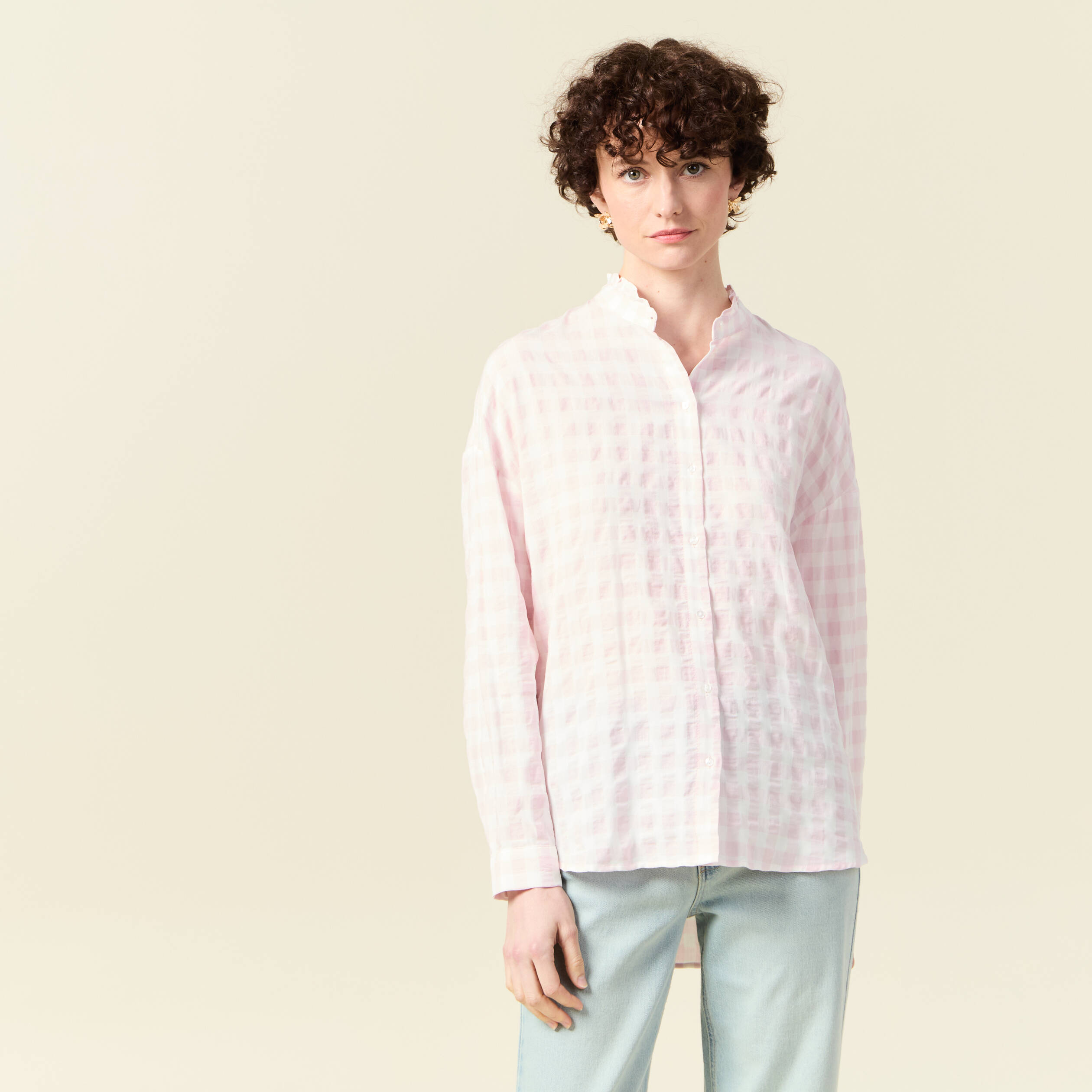 chemise manches longues rose clair femme Chemise manches longues rose clair femme