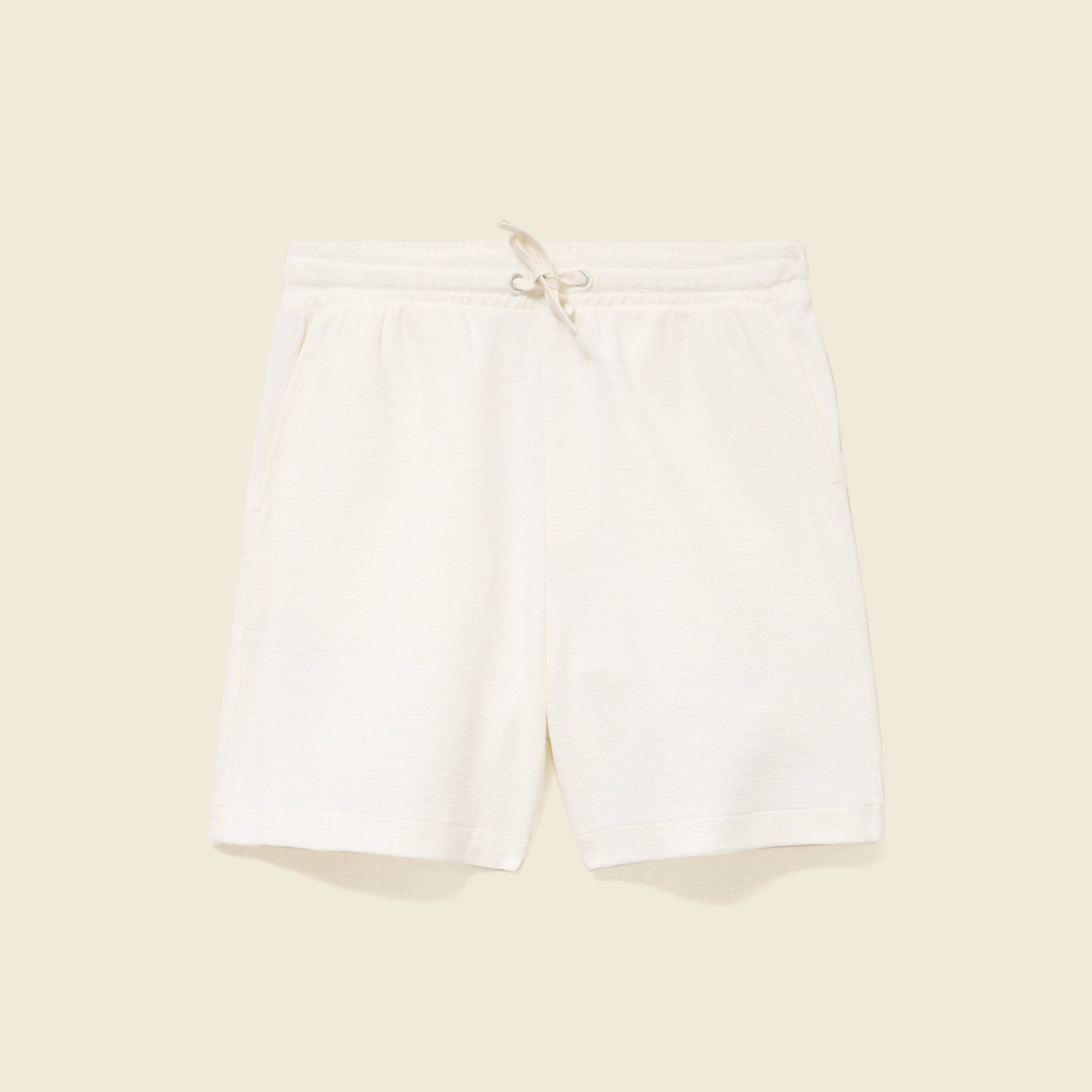 Short droit avec cordon ecru homme