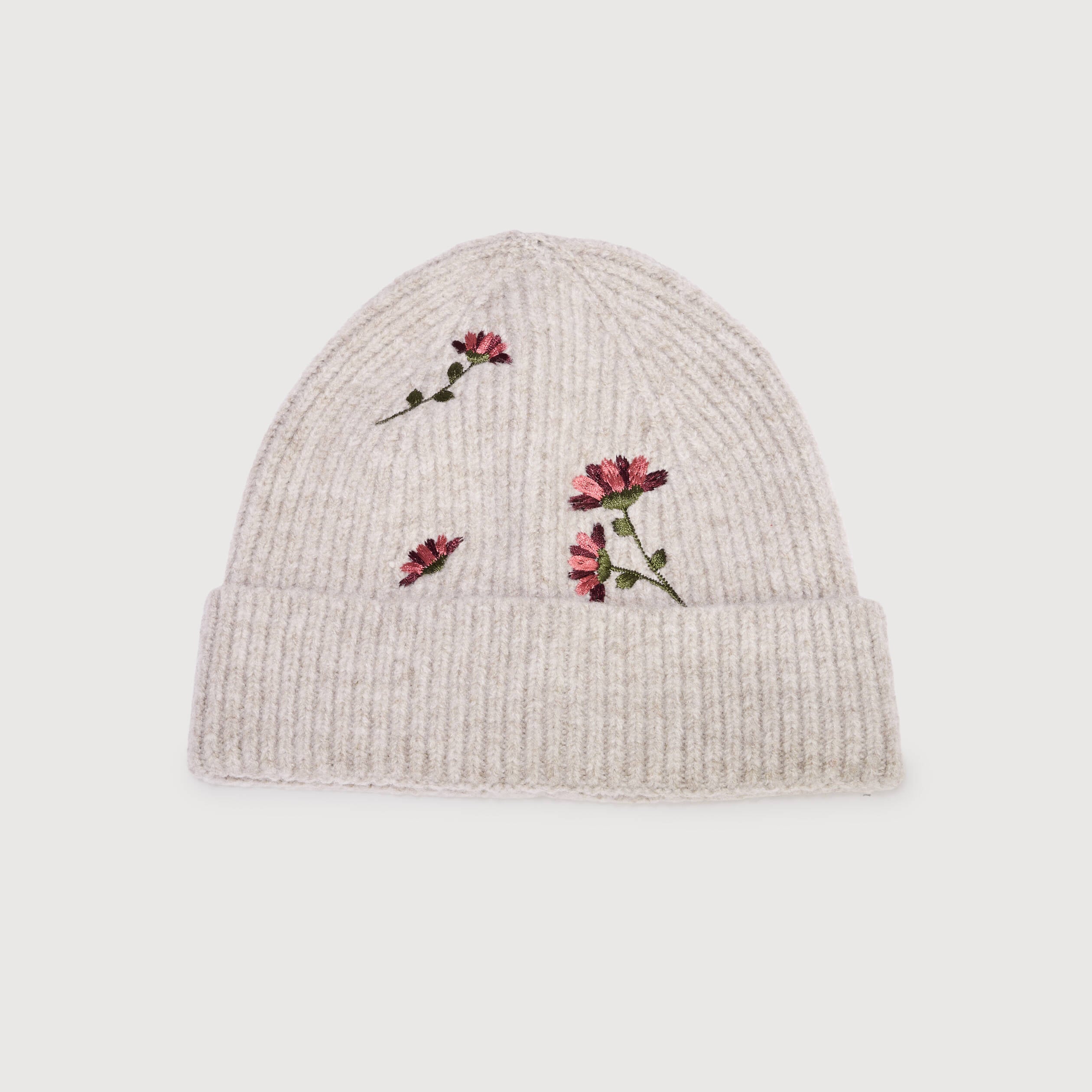 Bonnet avec broderie beige femme