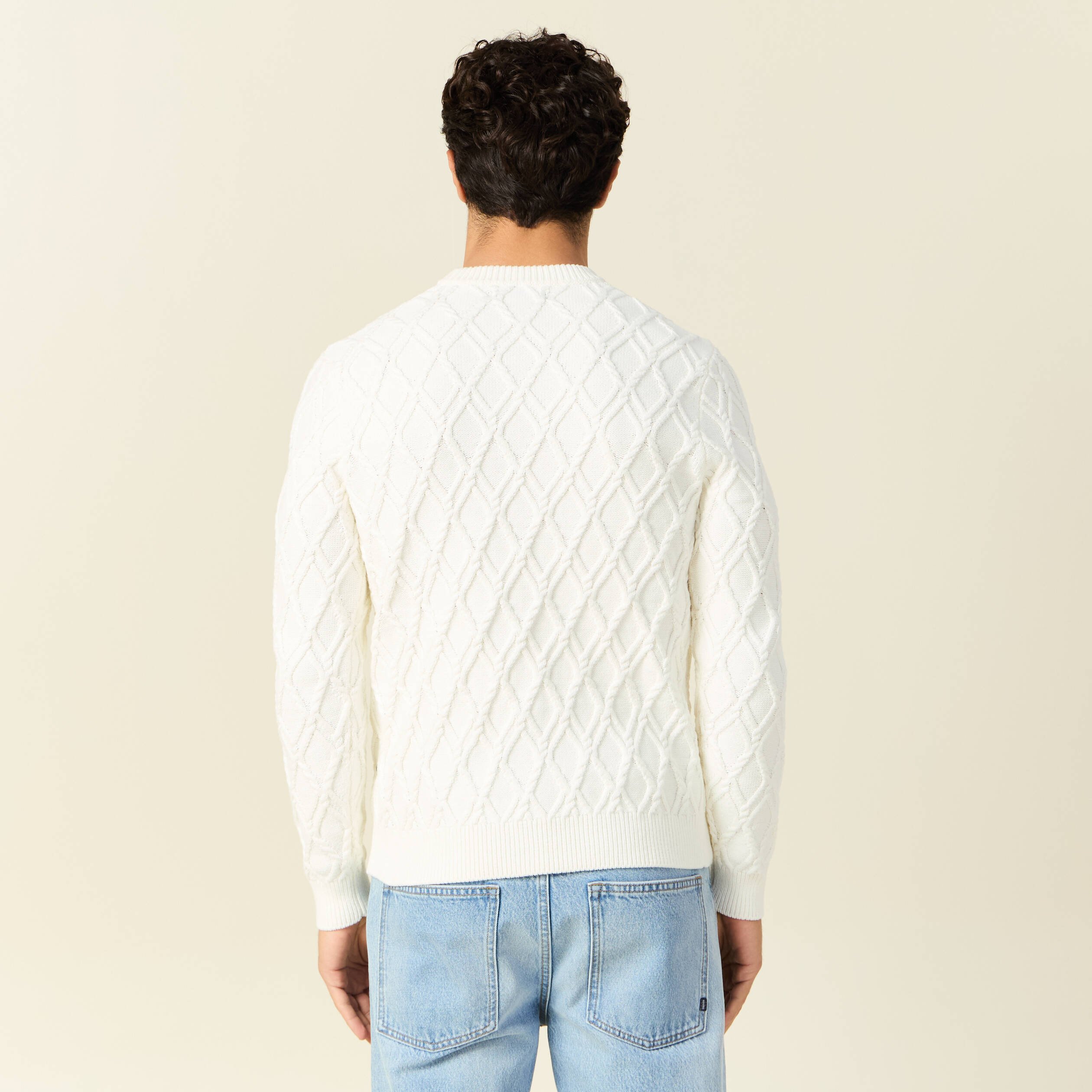 Pull manches longues blanc homme