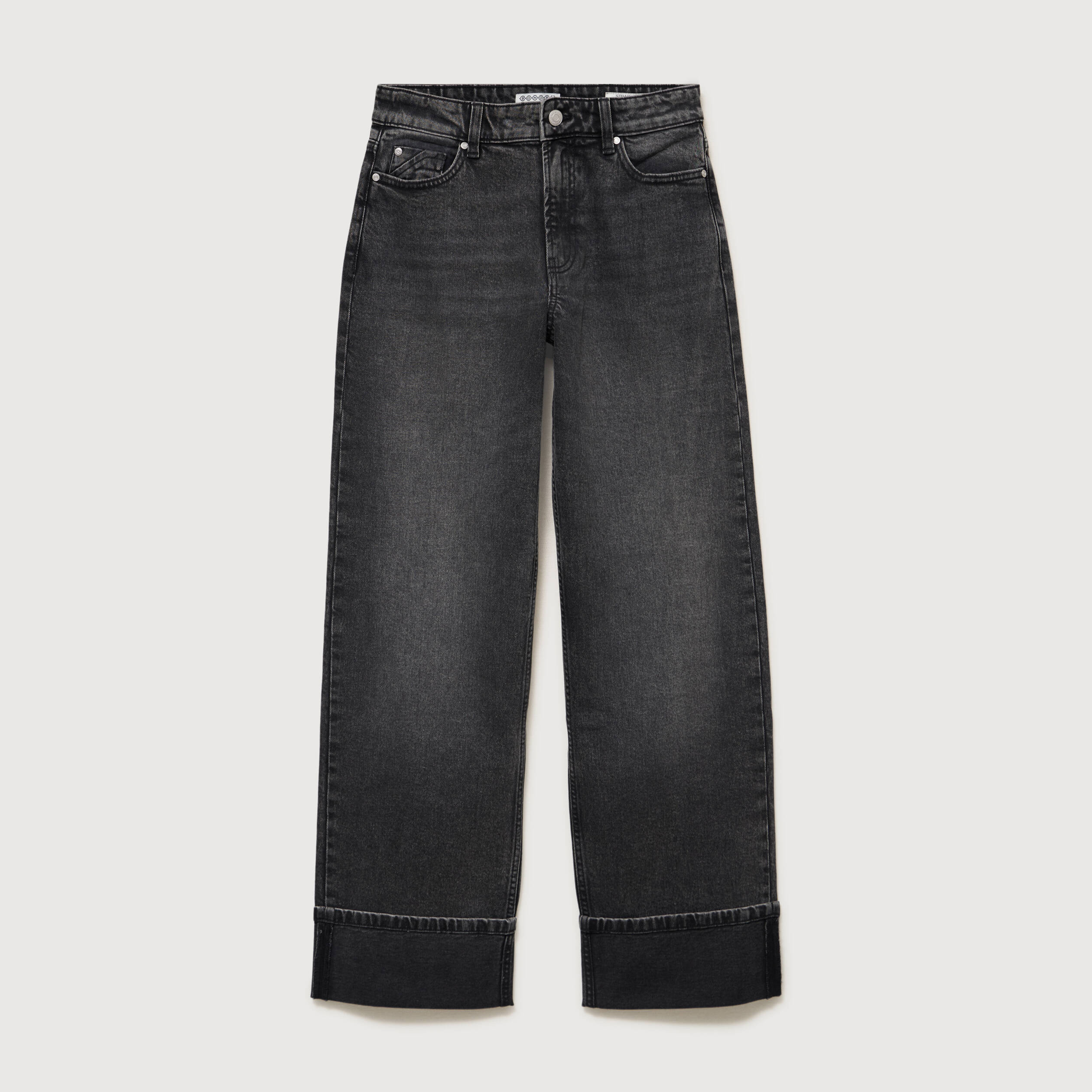 Jeans straight taille standard denim gris femme