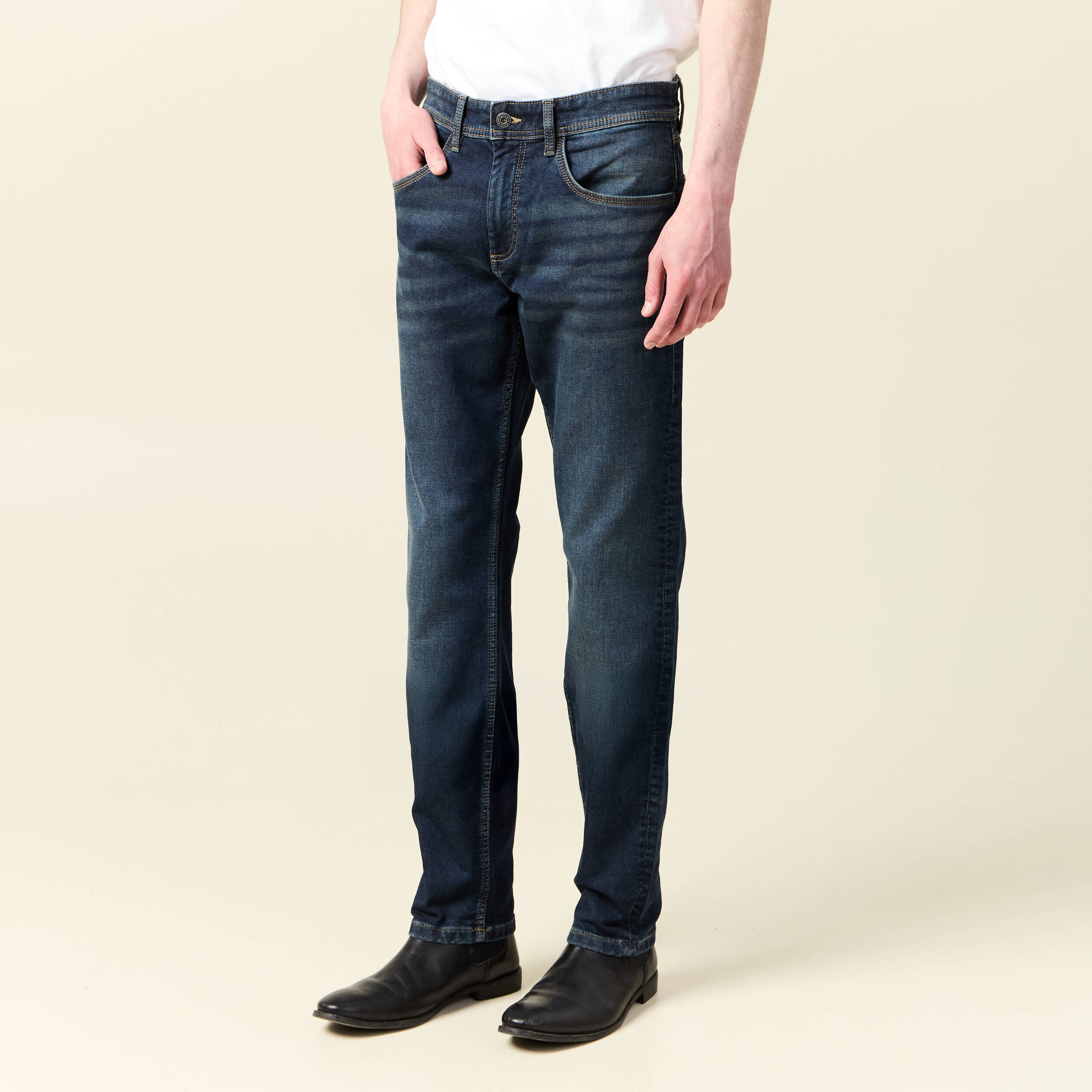 Jeans straight longueur 34 denim denim dirty homme