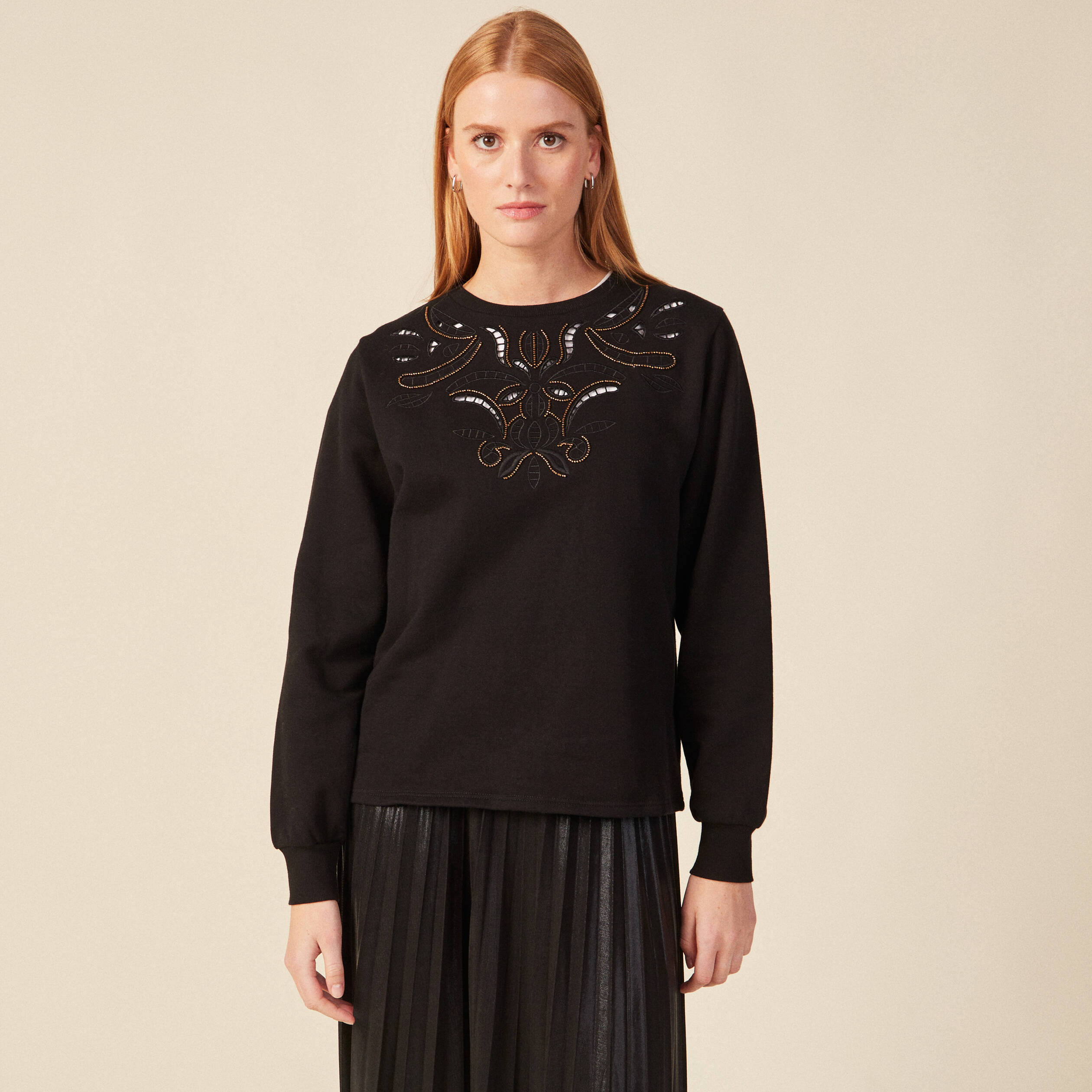 Sweat manches longues noir femme