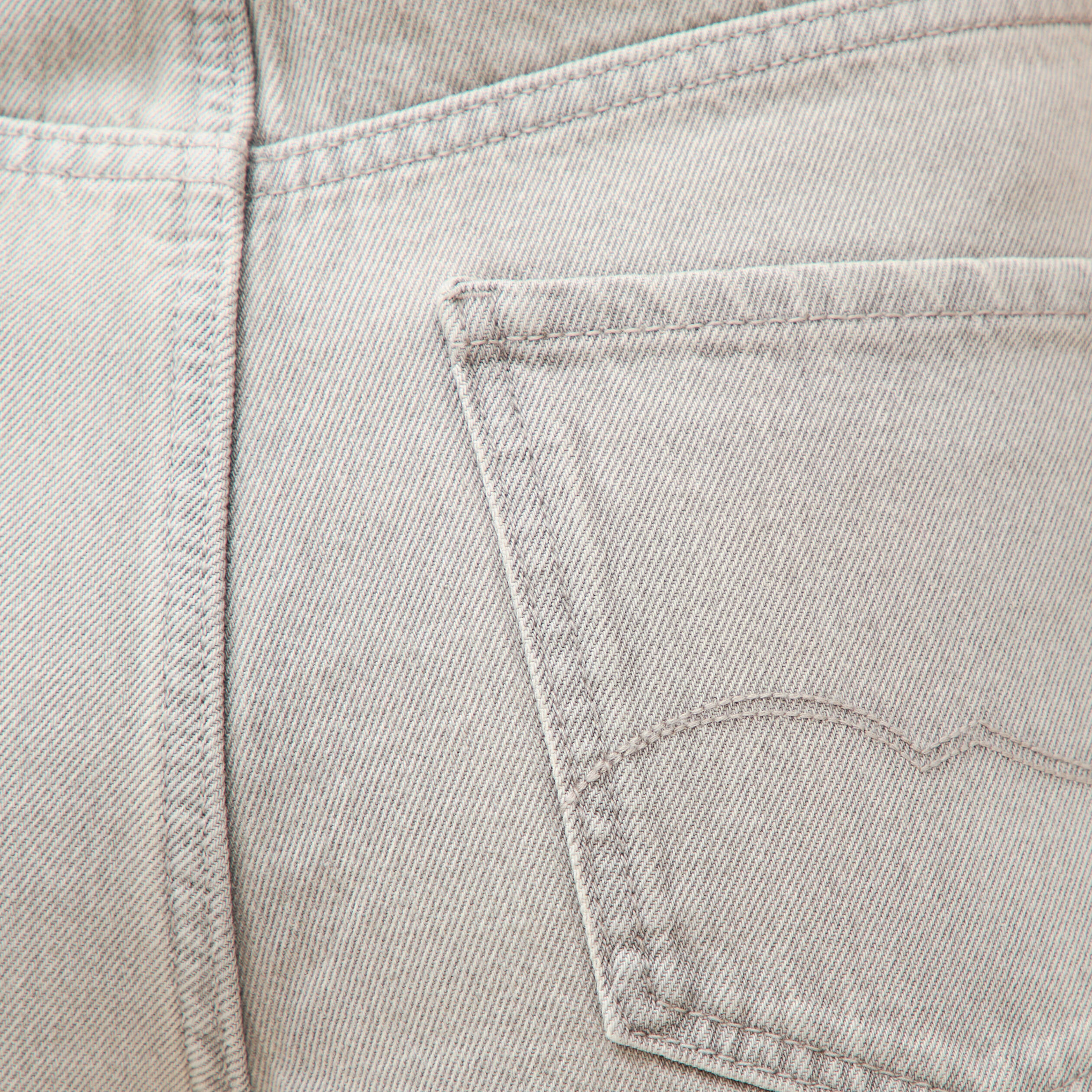 Bermuda large taille haute en coton denim gris clair femme