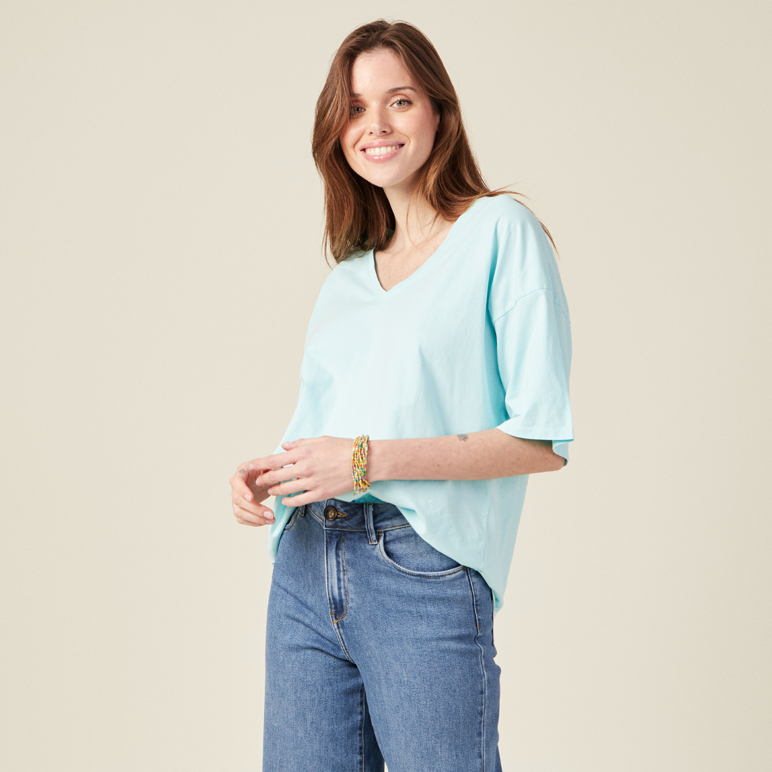 T shirt bleu clair femme hotsell