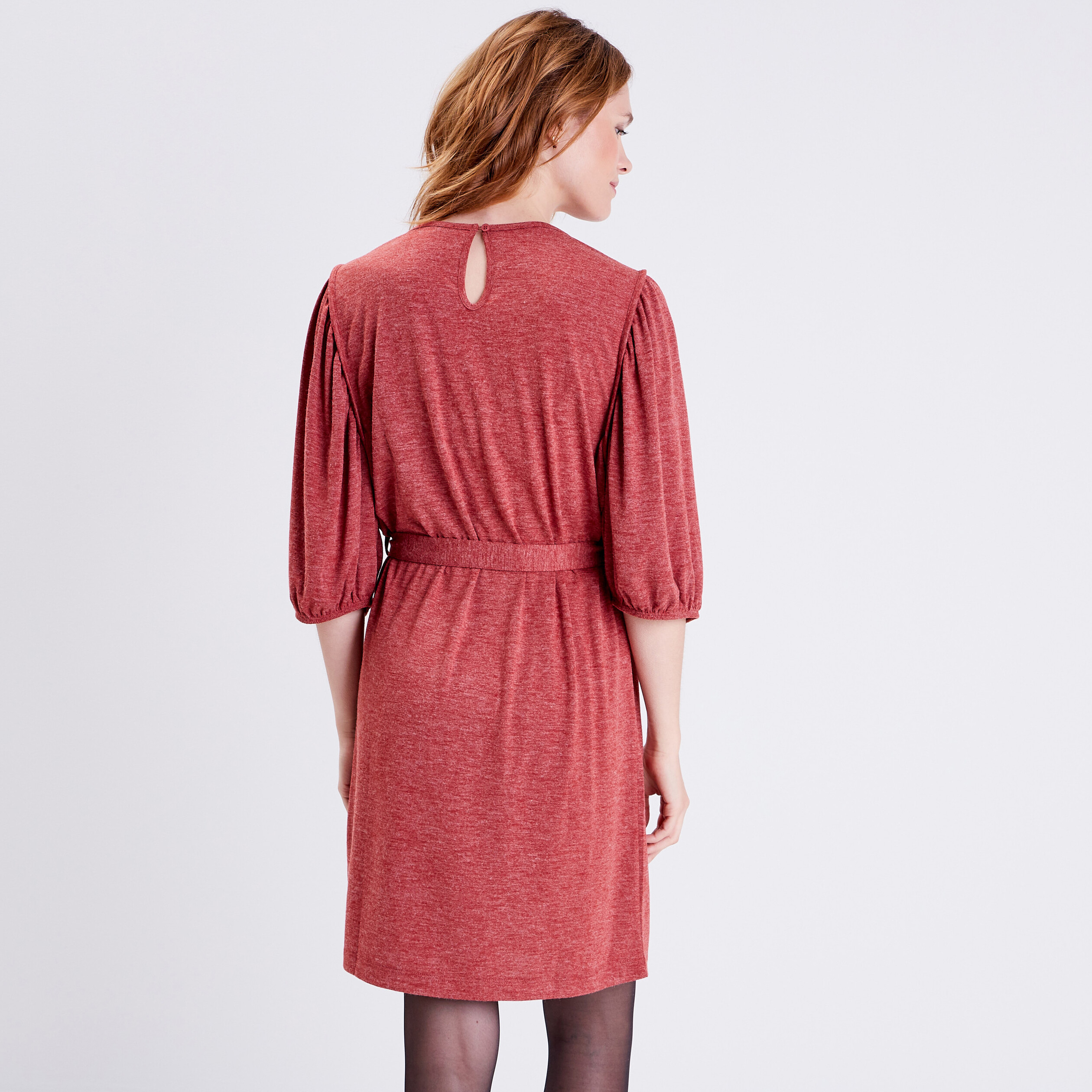 robe droite ceinturee orange fonce femme Robe droite ceinturée orange foncé femme
