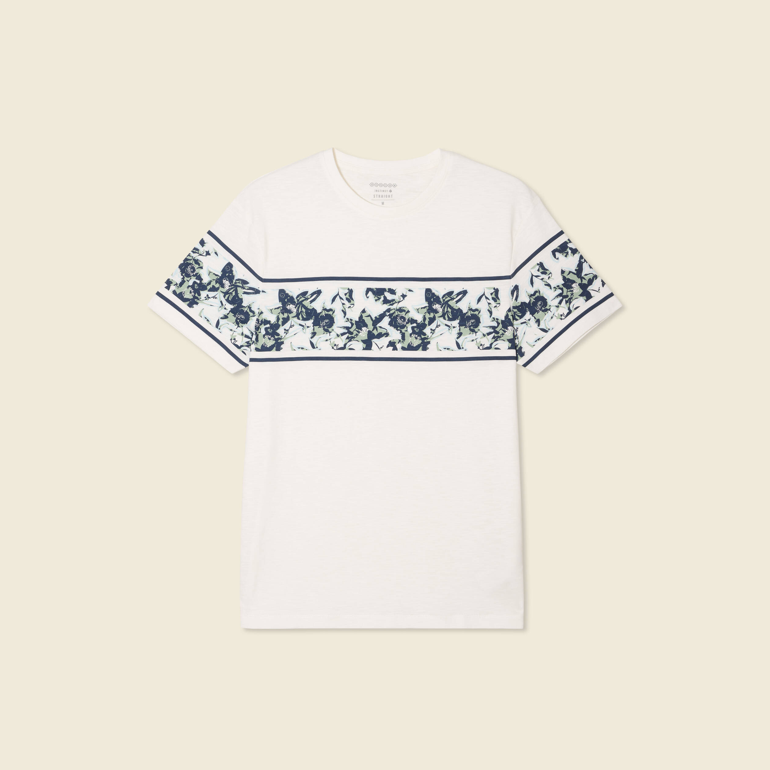 T-shirt coupe droite en coton col rond bleu ciel homme