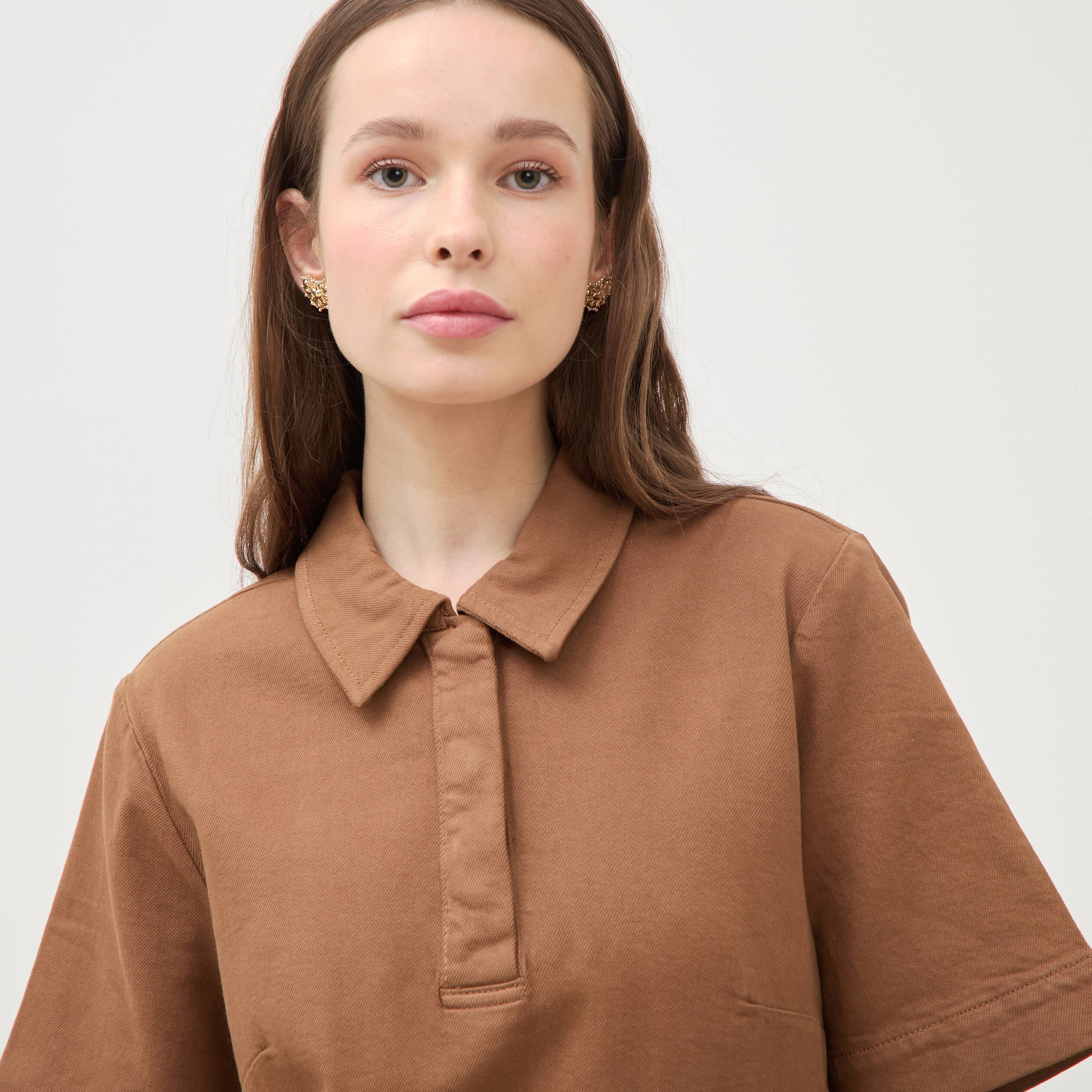 Robe manches courtes marron femme