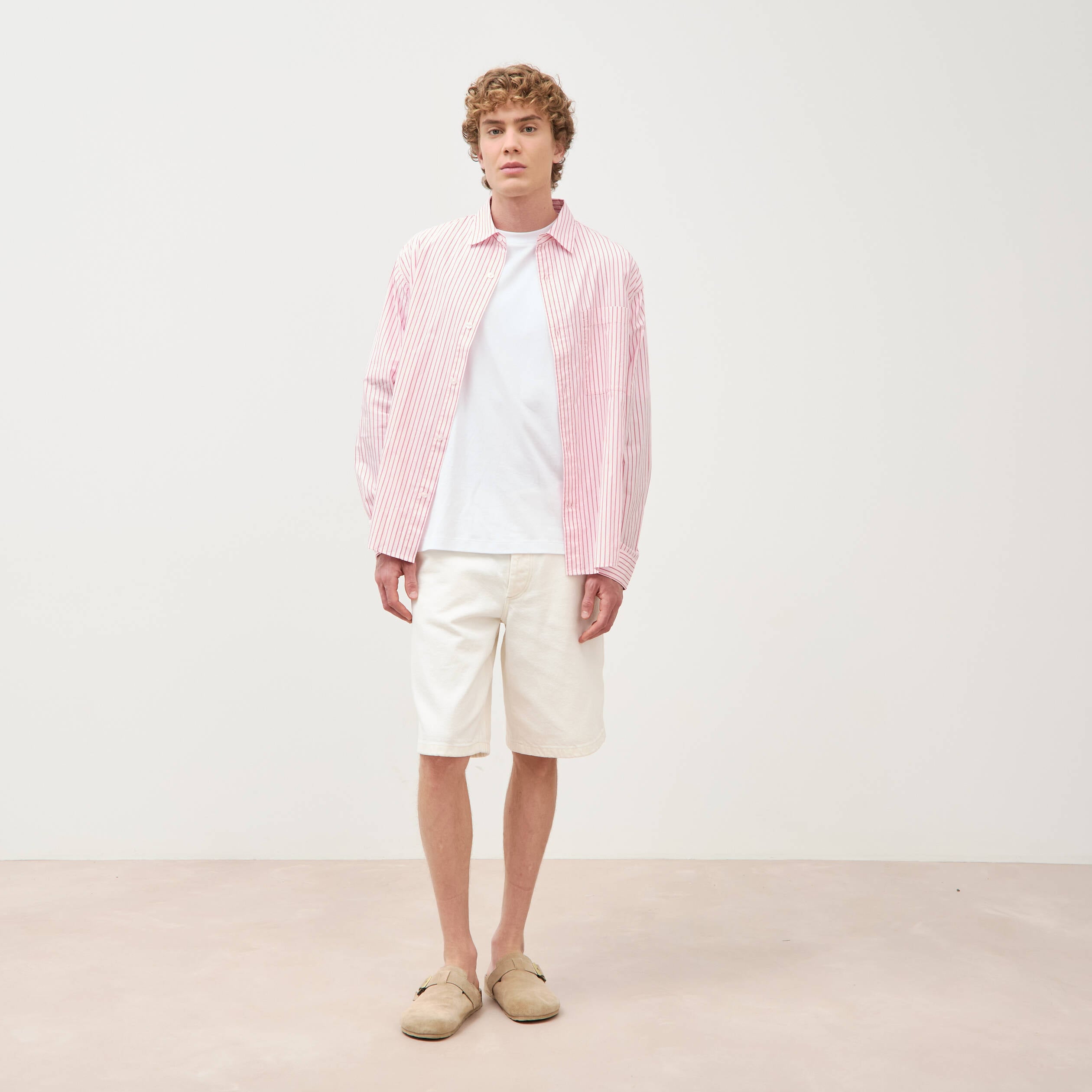 Bermuda en jean coton denim blanc homme