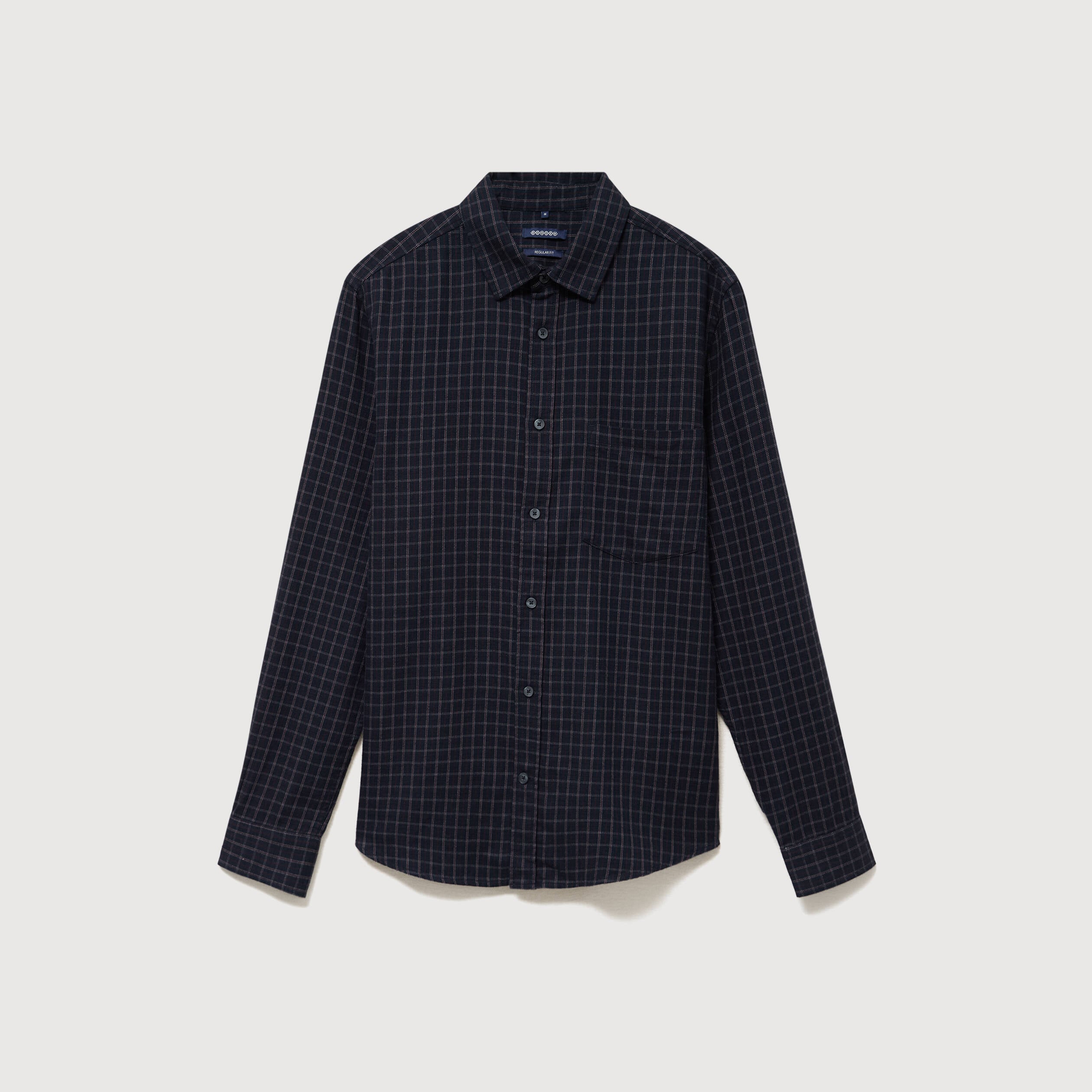 Chemise manches longues en coton bleu marine homme