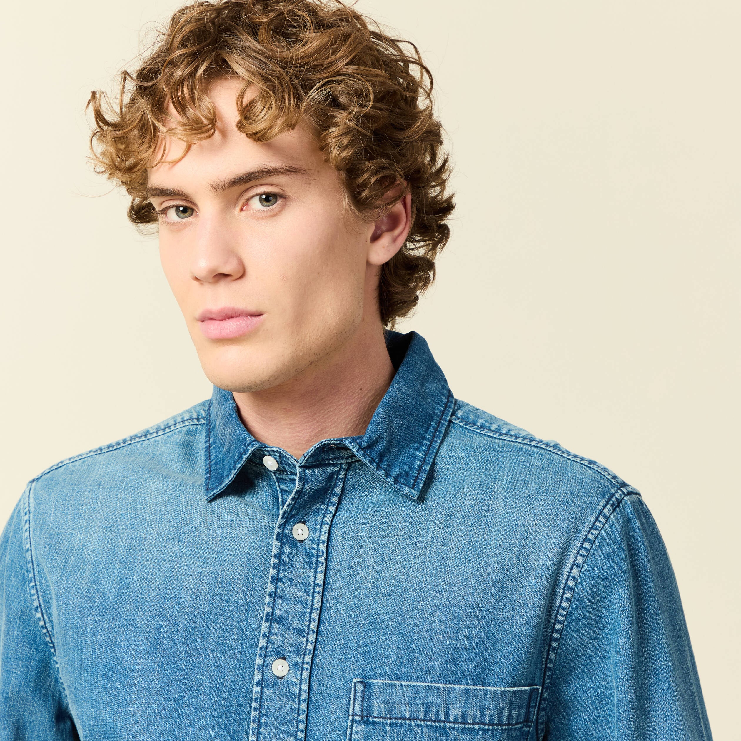Chemise en jeans manches longues denim stone homme