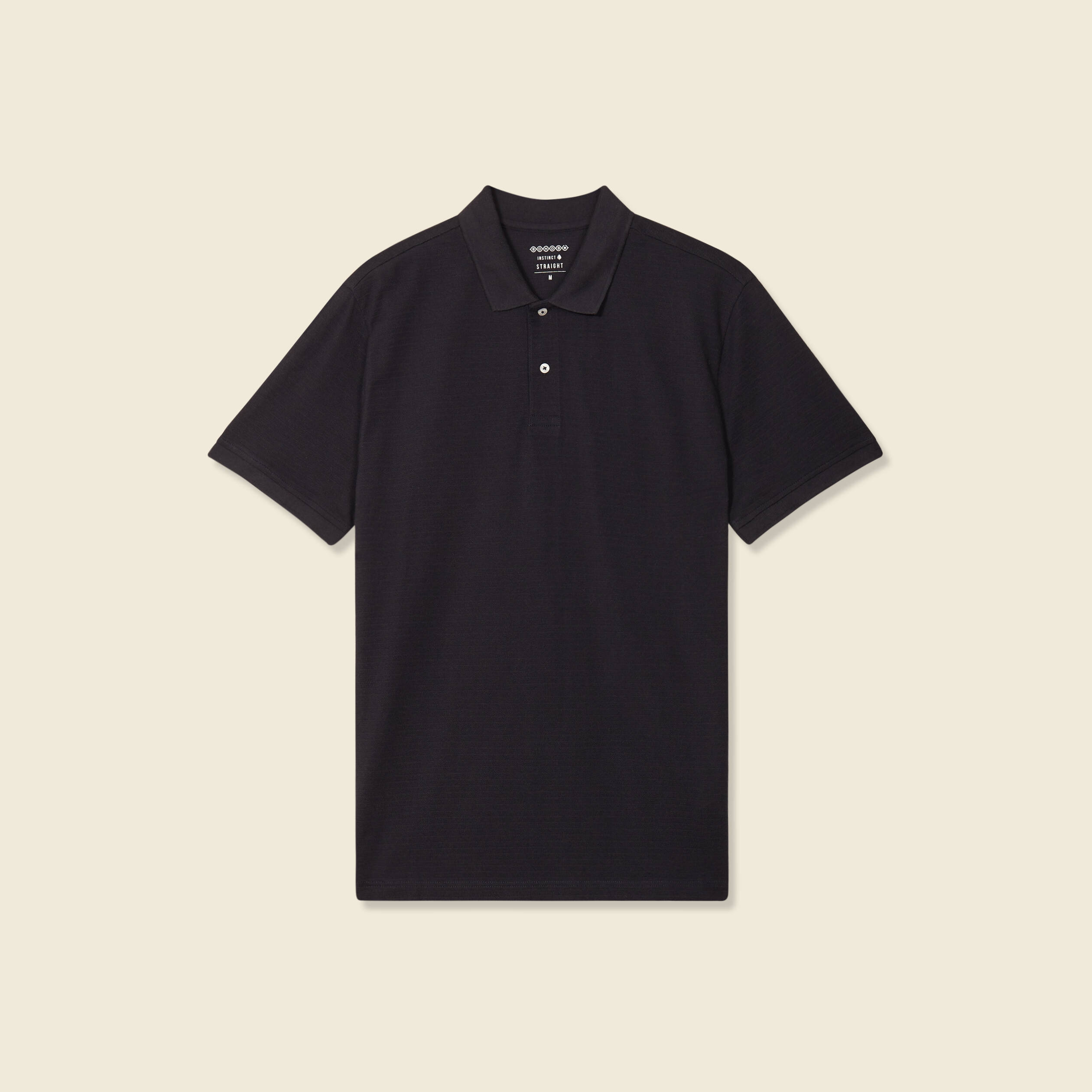 Polo cintr&eacute; en coton manches courtes noir homme