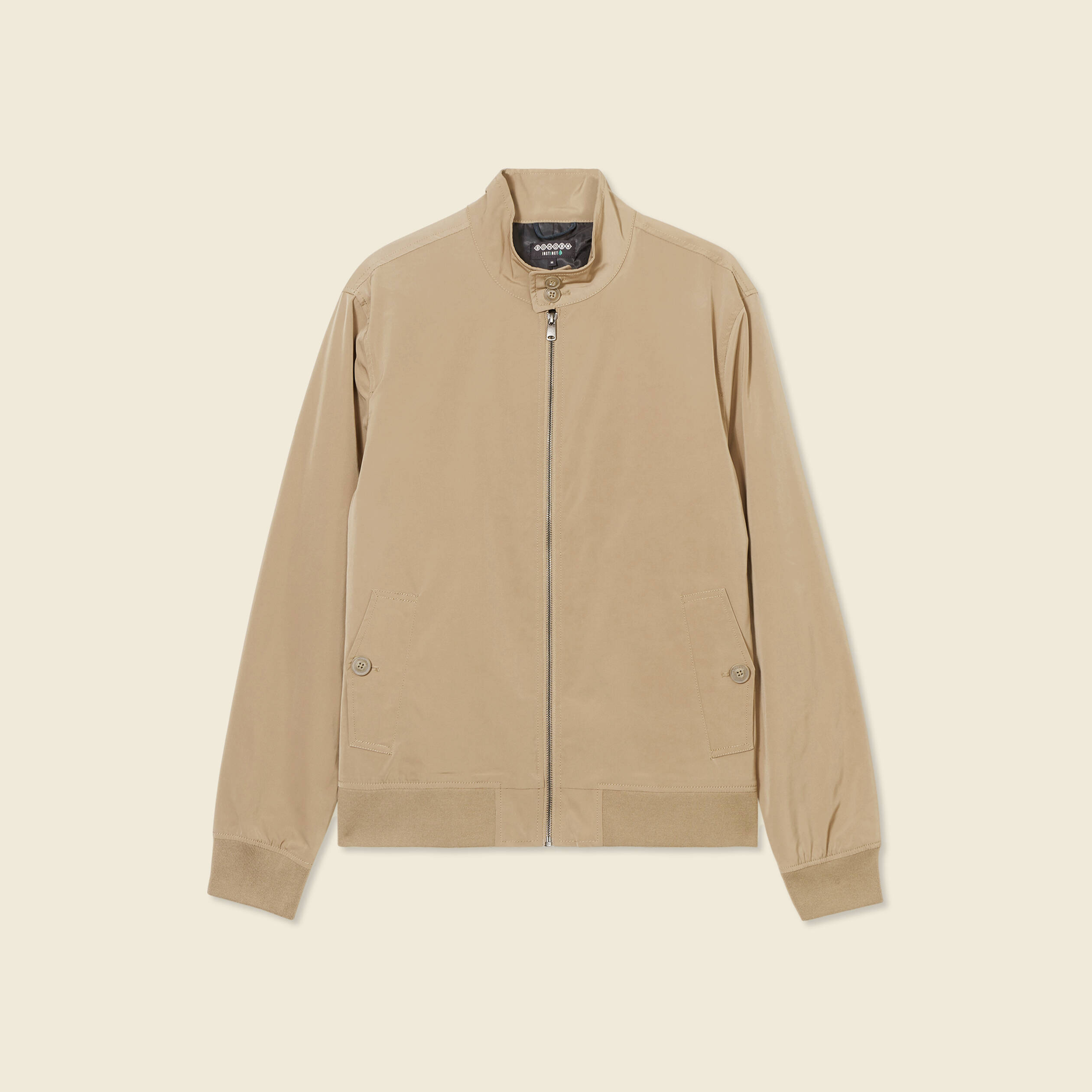 Blouson col droit manches longues marron homme